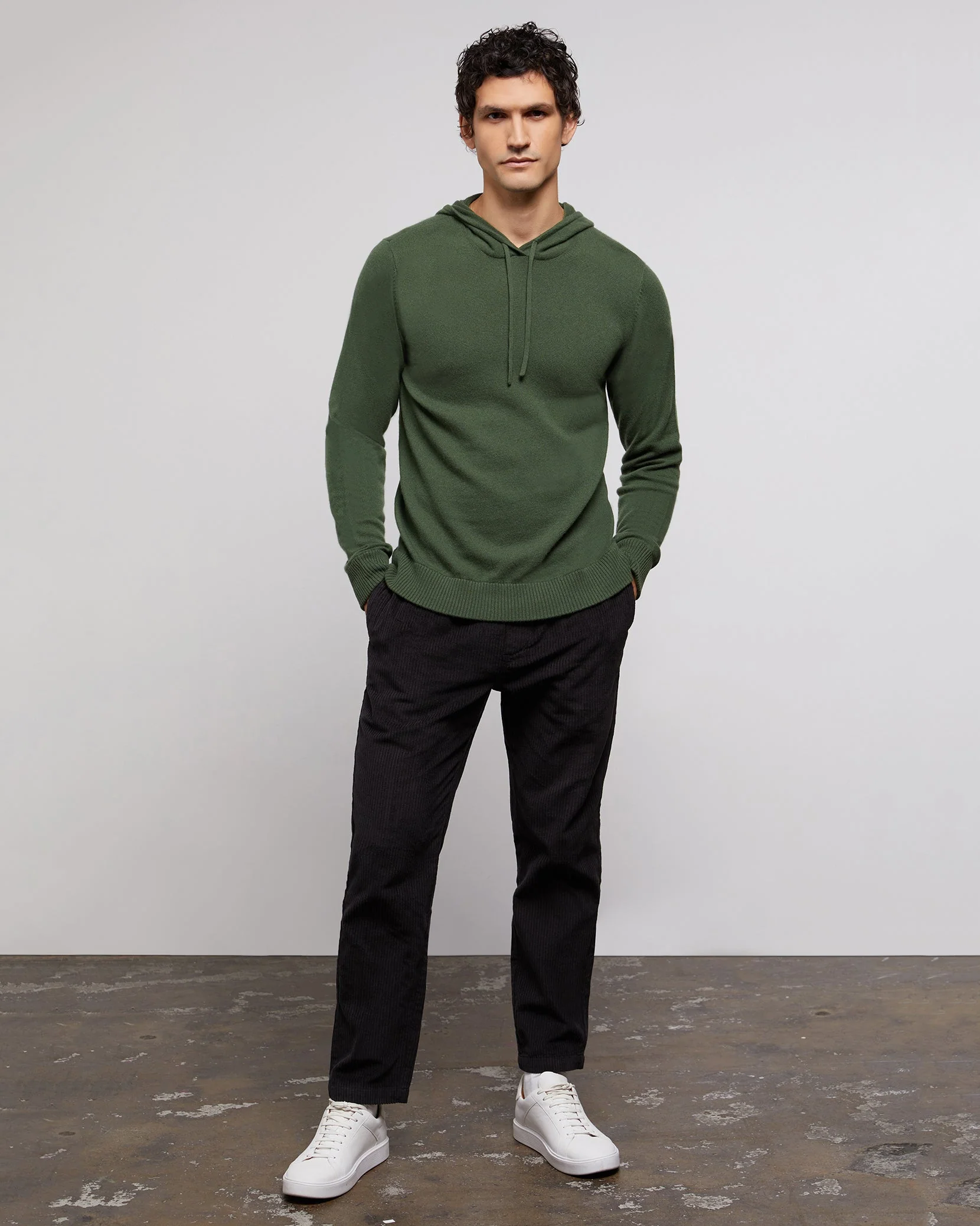 Mens | 100% Cashmere Hooded Pullover | Light-Heather-Grey - Image 10