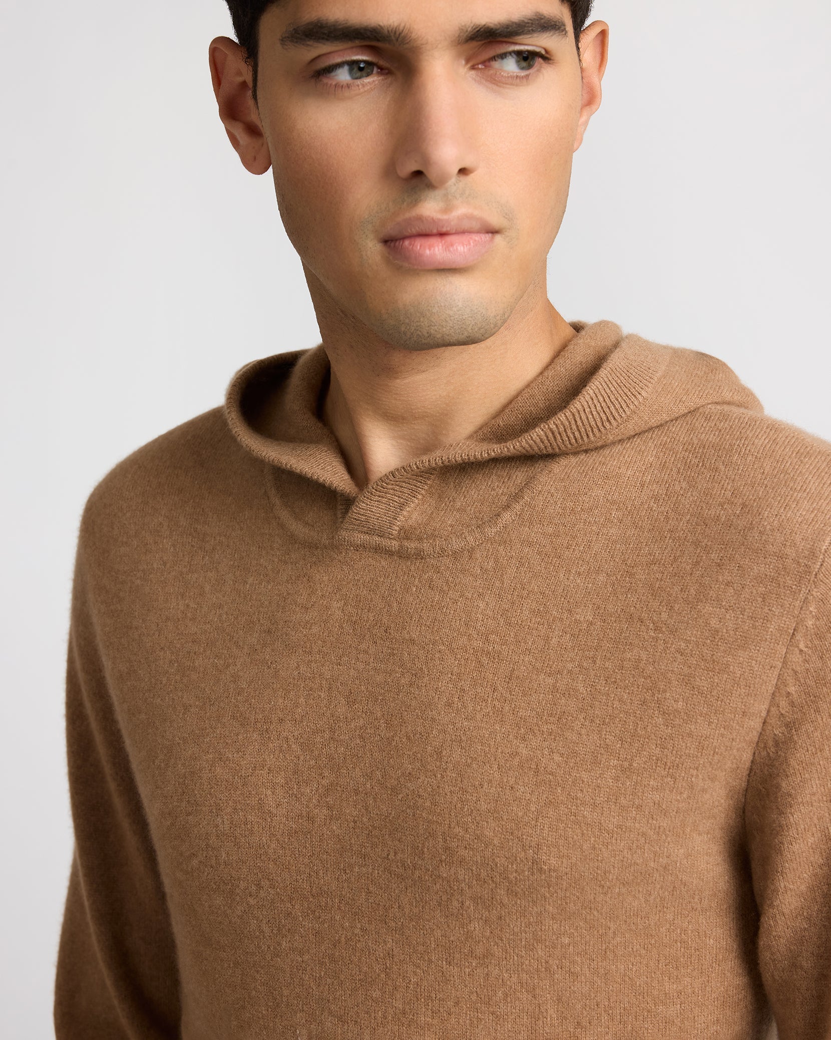 Mens | 100% Cashmere Hooded Pullover | Camel - Image 5