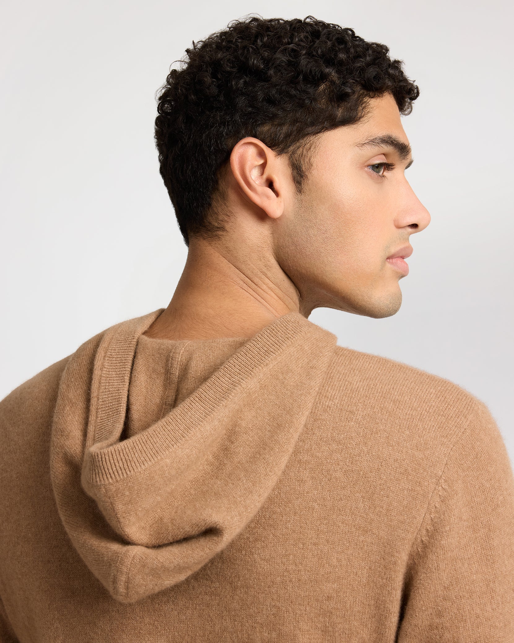 Mens | 100% Cashmere Hooded Pullover | Camel - Image 6