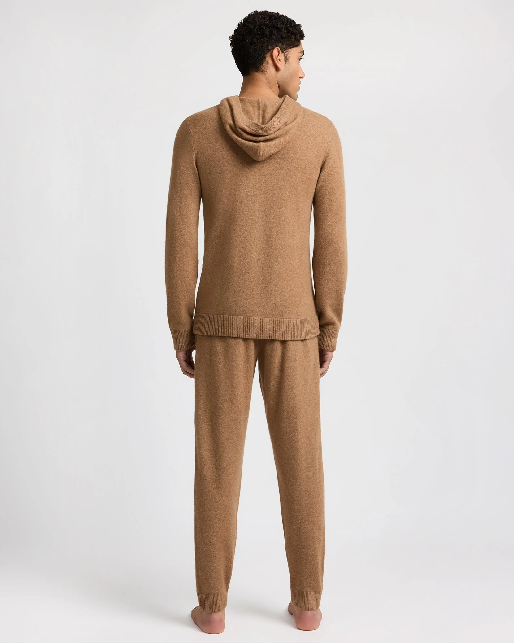 Mens | 100% Cashmere Hooded Pullover | Camel - Image 8