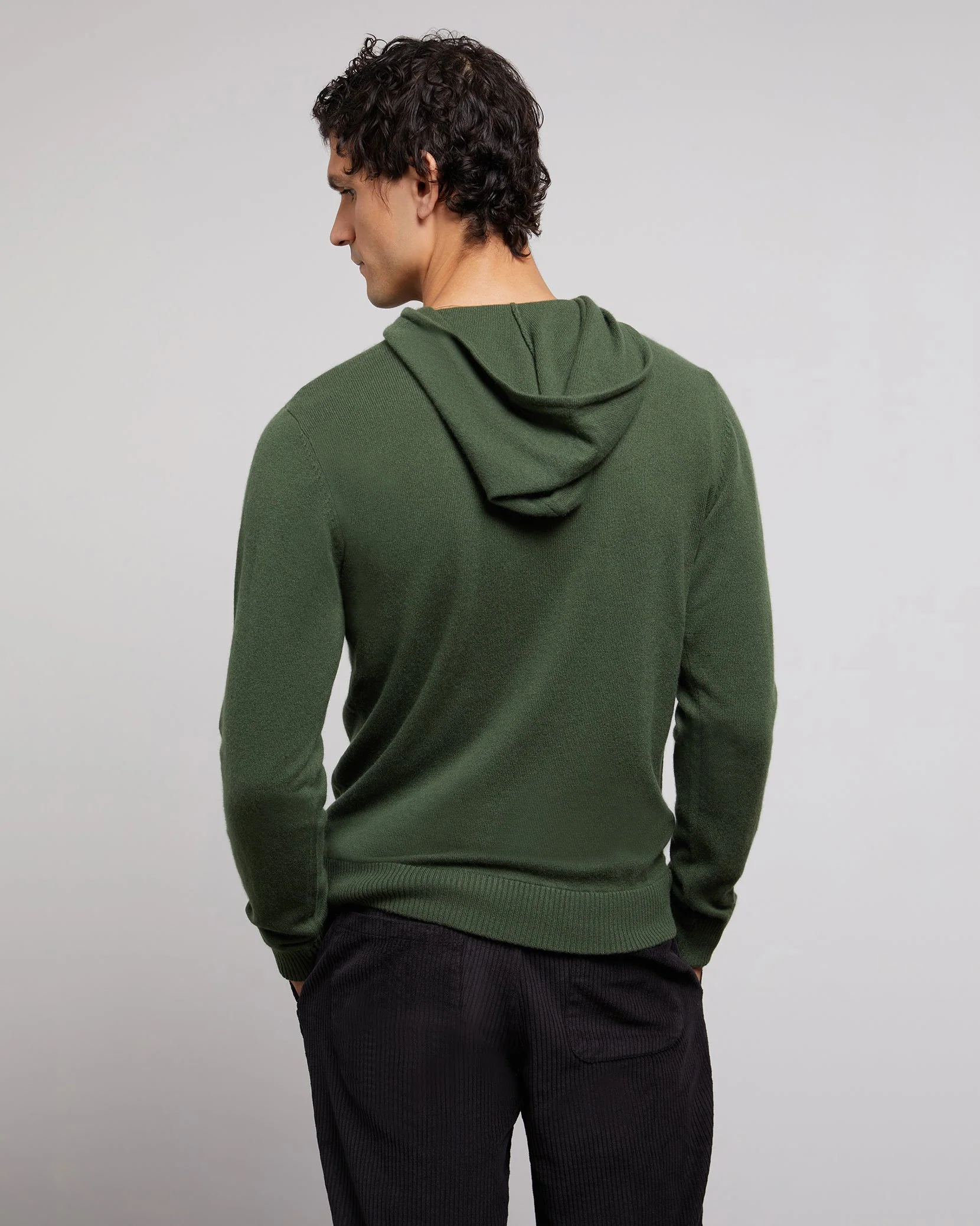 Mens | 100% Cashmere Hooded Pullover | Light-Heather-Grey - Image 8