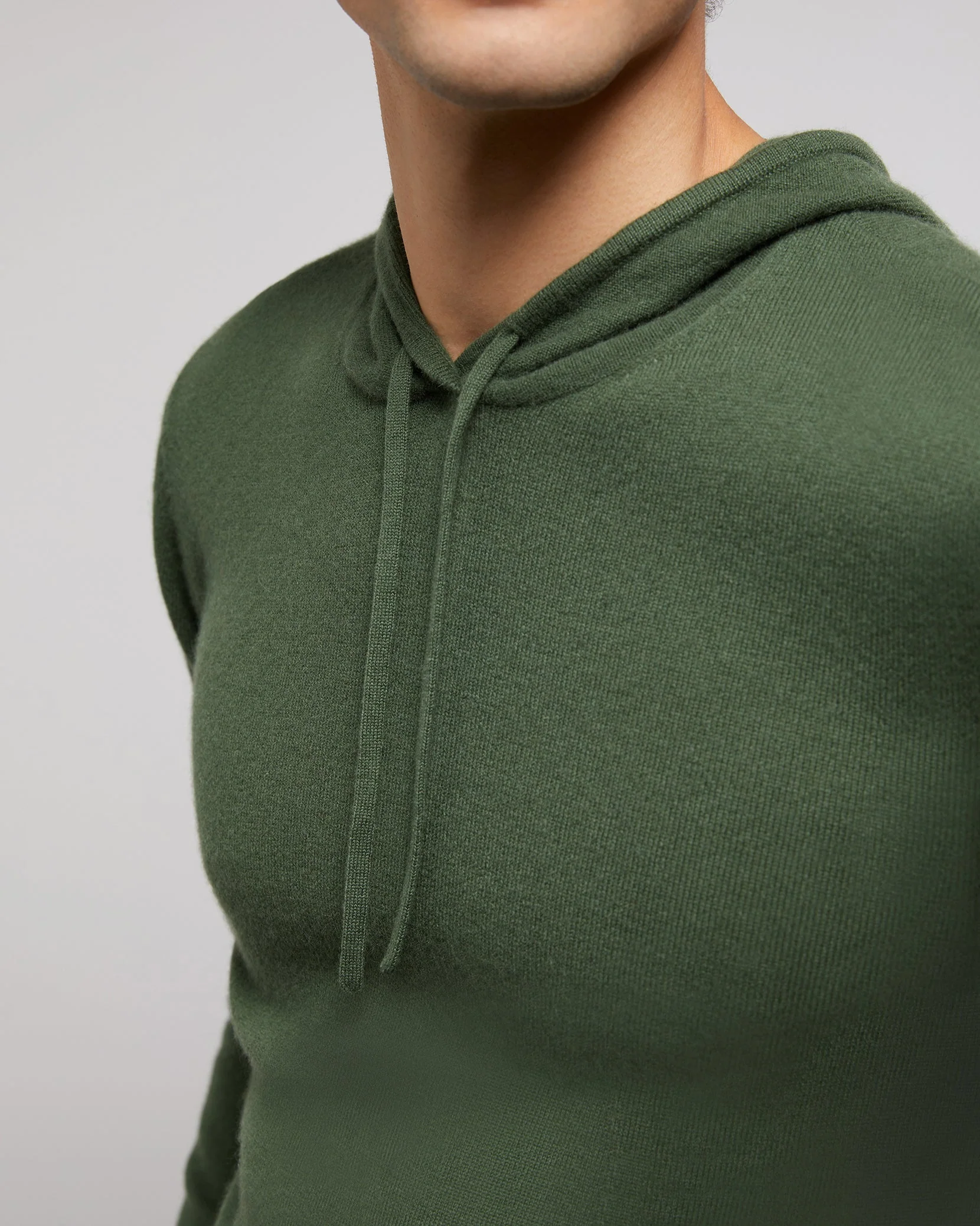 Mens | 100% Cashmere Hooded Pullover | Light-Heather-Grey - Image 9