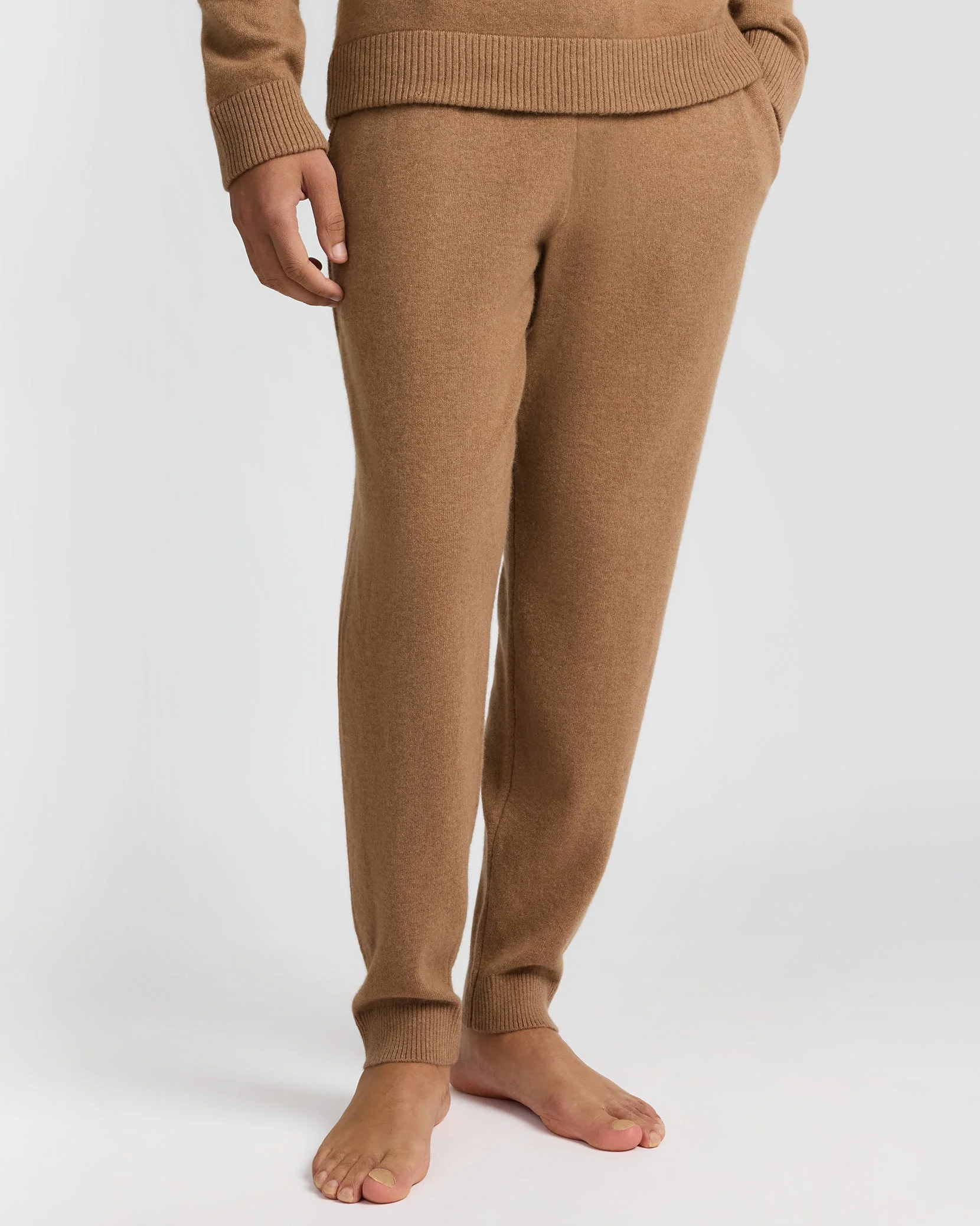 Mens | 100% Cashmere Knit Jogger | Camel - Image 2