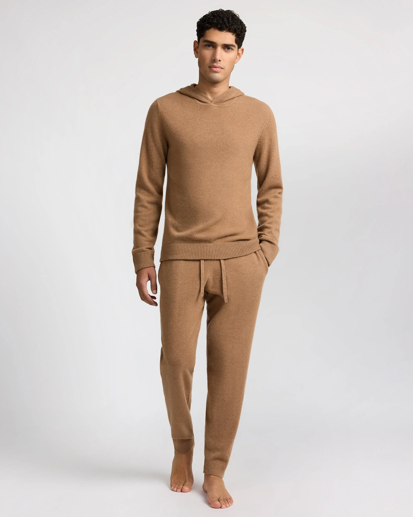 Mens | 100% Cashmere Knit Jogger | Camel - Image 6