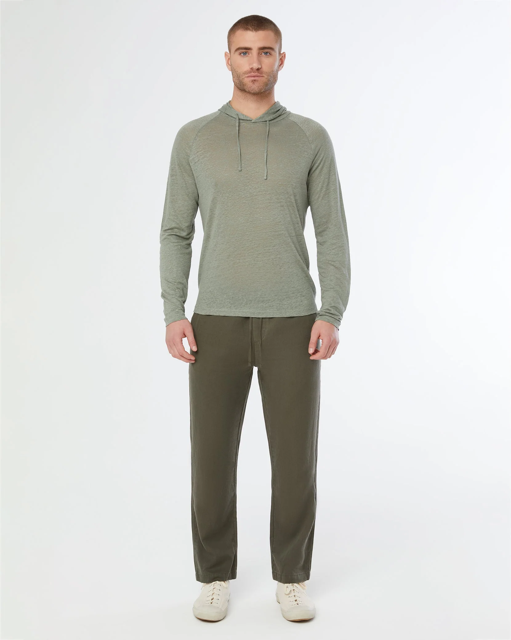 Mens | Aaron Linen Hoodie | Sage - Image 3