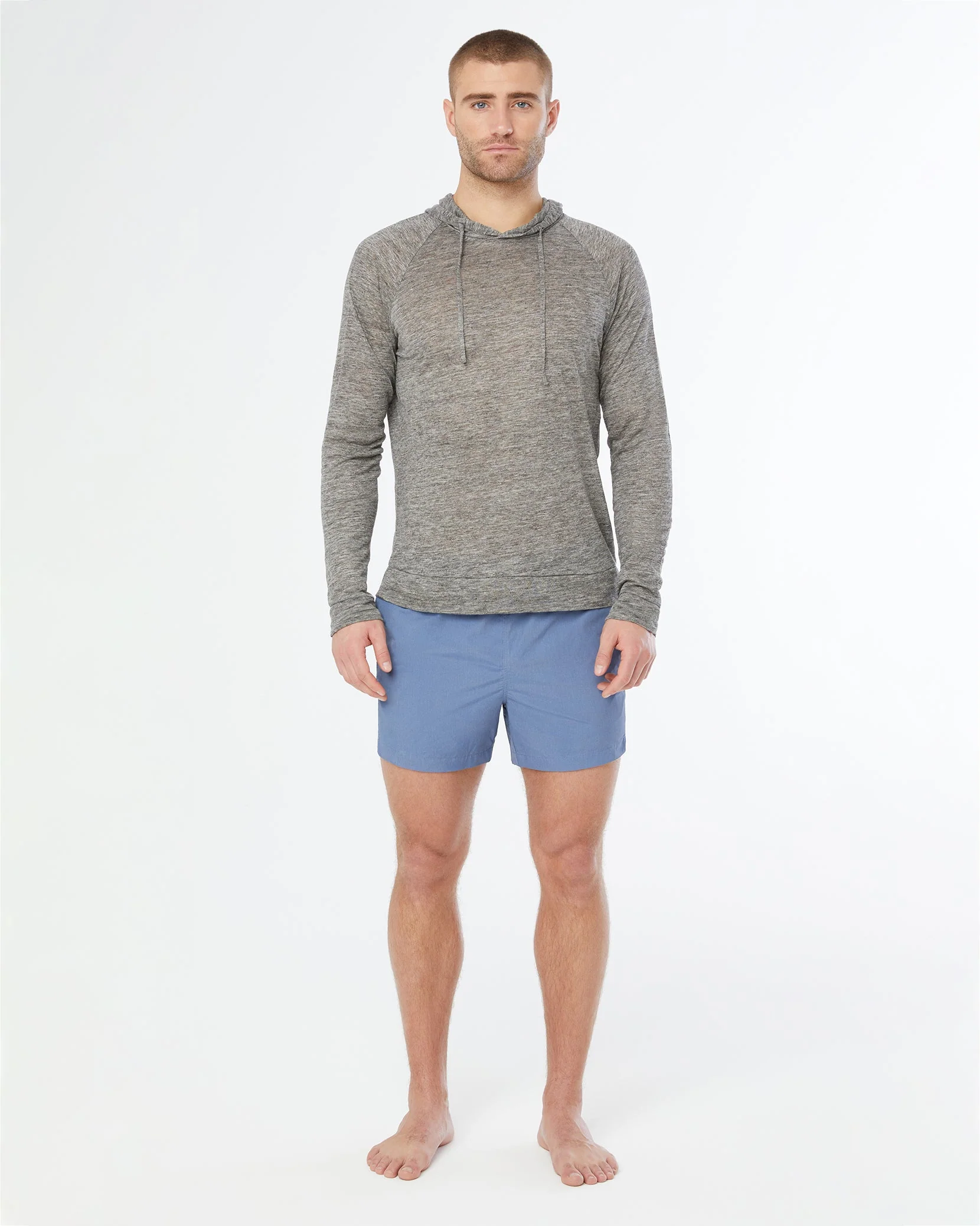 Mens | Aaron Linen Hoodie | Gunmetal - Image 3