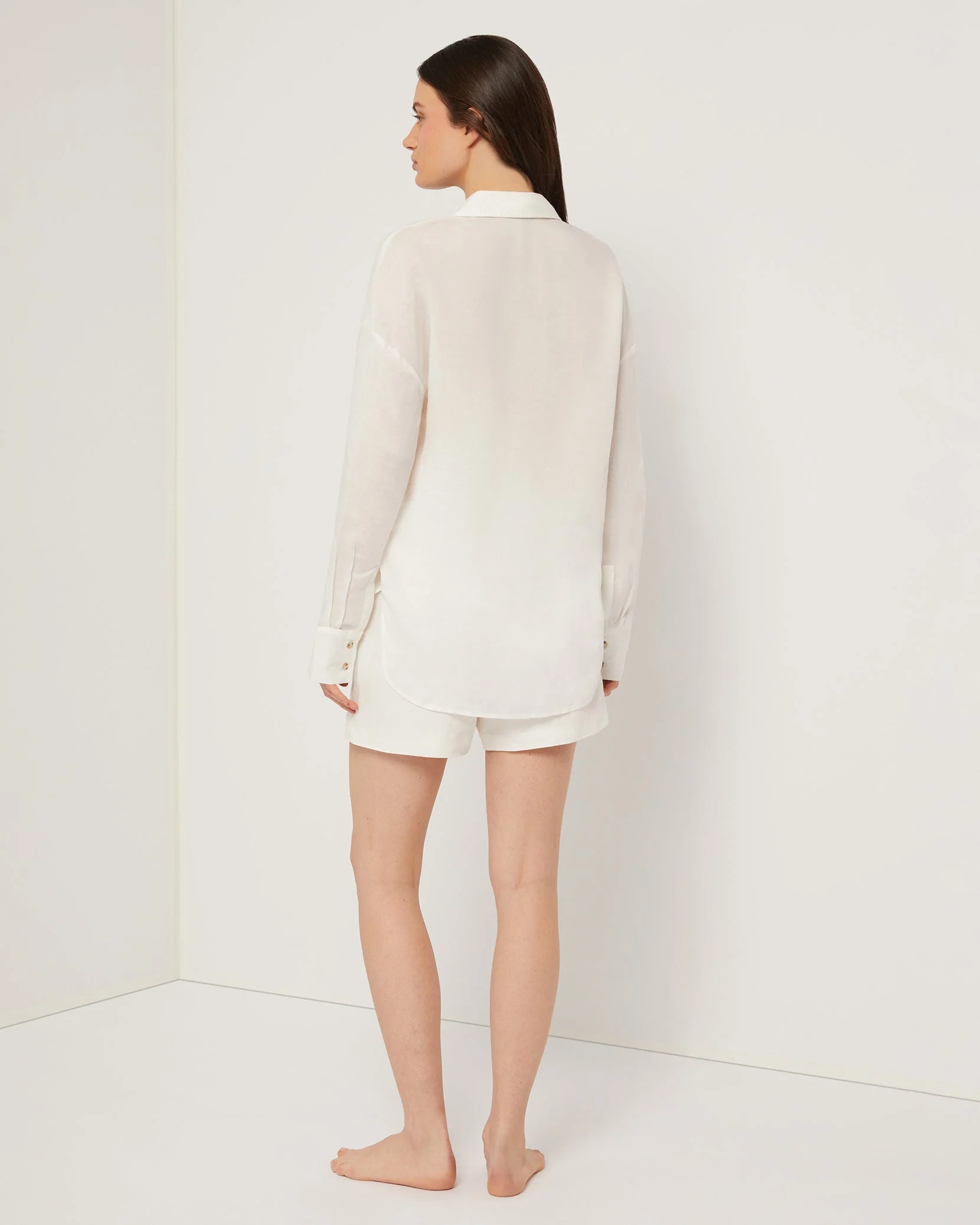 Womens | Air Linen Boyfriend Shirt - I | White - Image 5