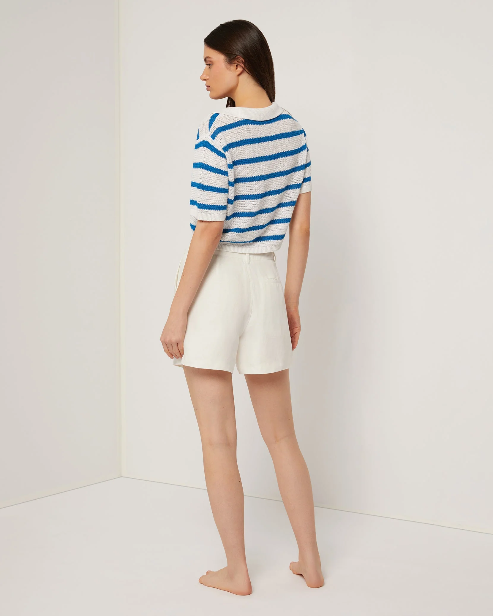 Womens | Air Linen Boyfriend Short | White - Image 5