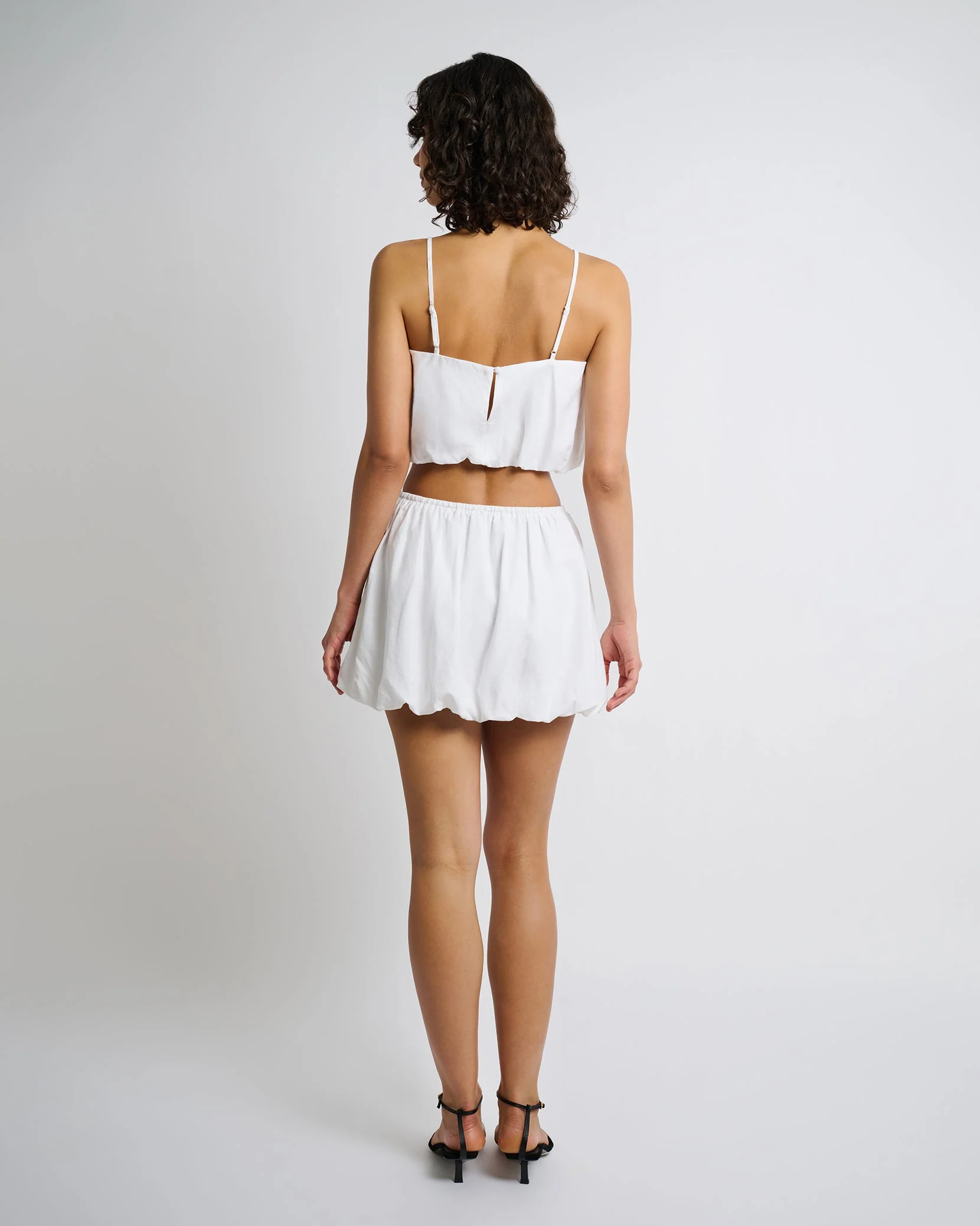Womens | Air Linen Bubble Crop Top | White - Image 5
