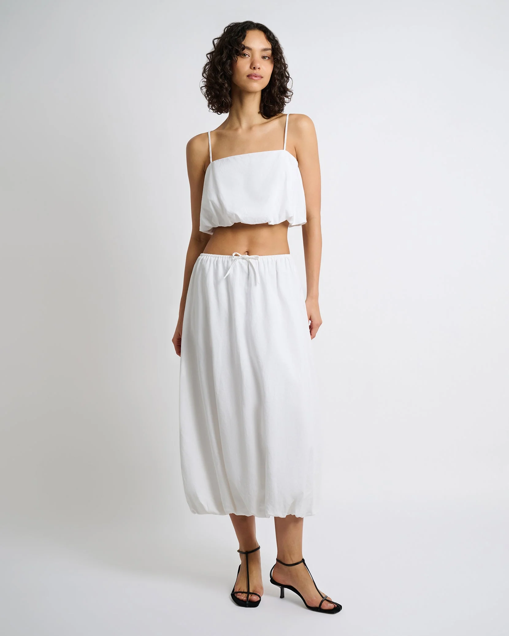 Womens | Air Linen Bubble Maxi Skirt | White - Image 3