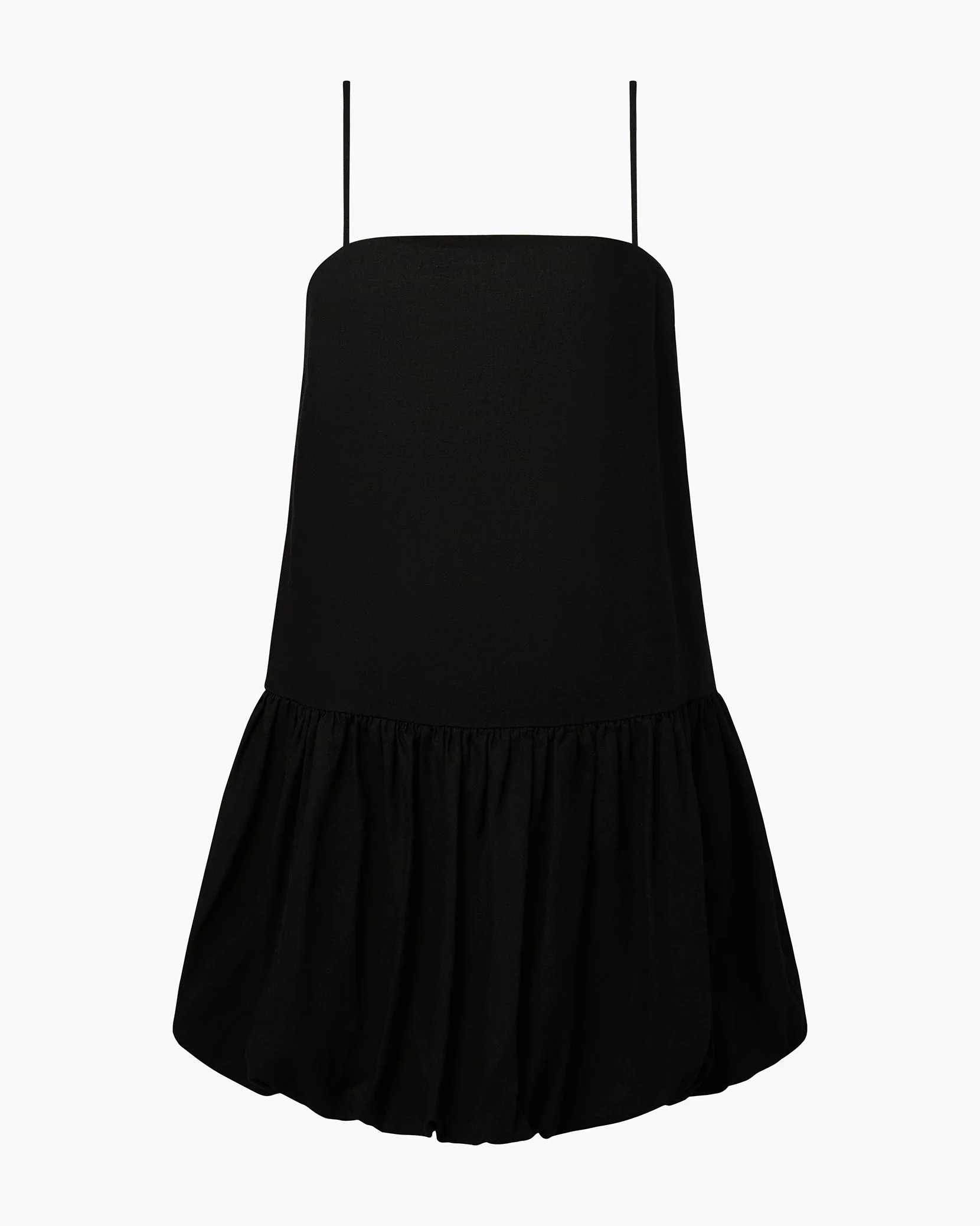 Womens | Air Linen Bubble Mini Dress | Black - Image 2