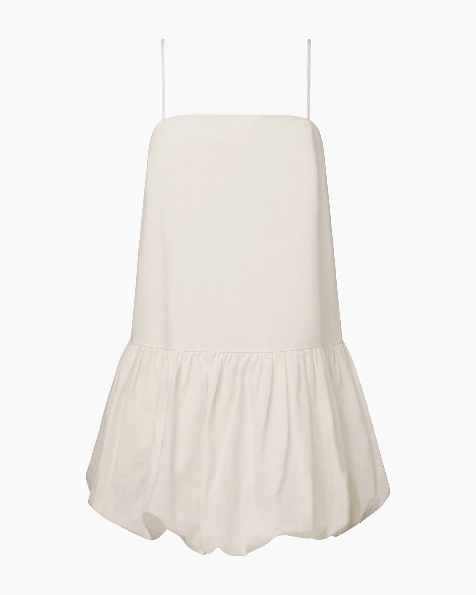Womens | Air Linen Bubble Mini Dress | White - Image 2