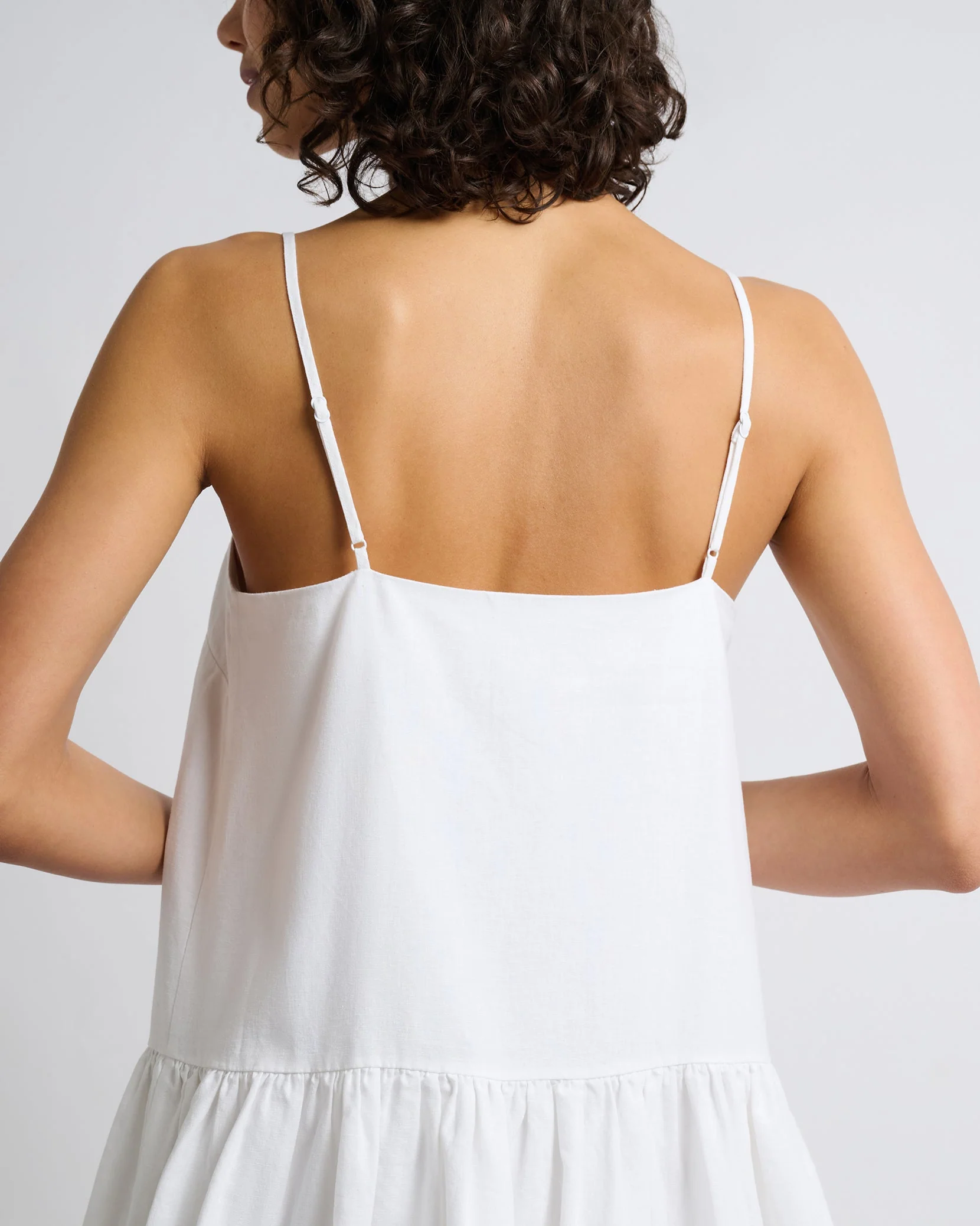 Womens | Air Linen Bubble Mini Dress | White - Image 4