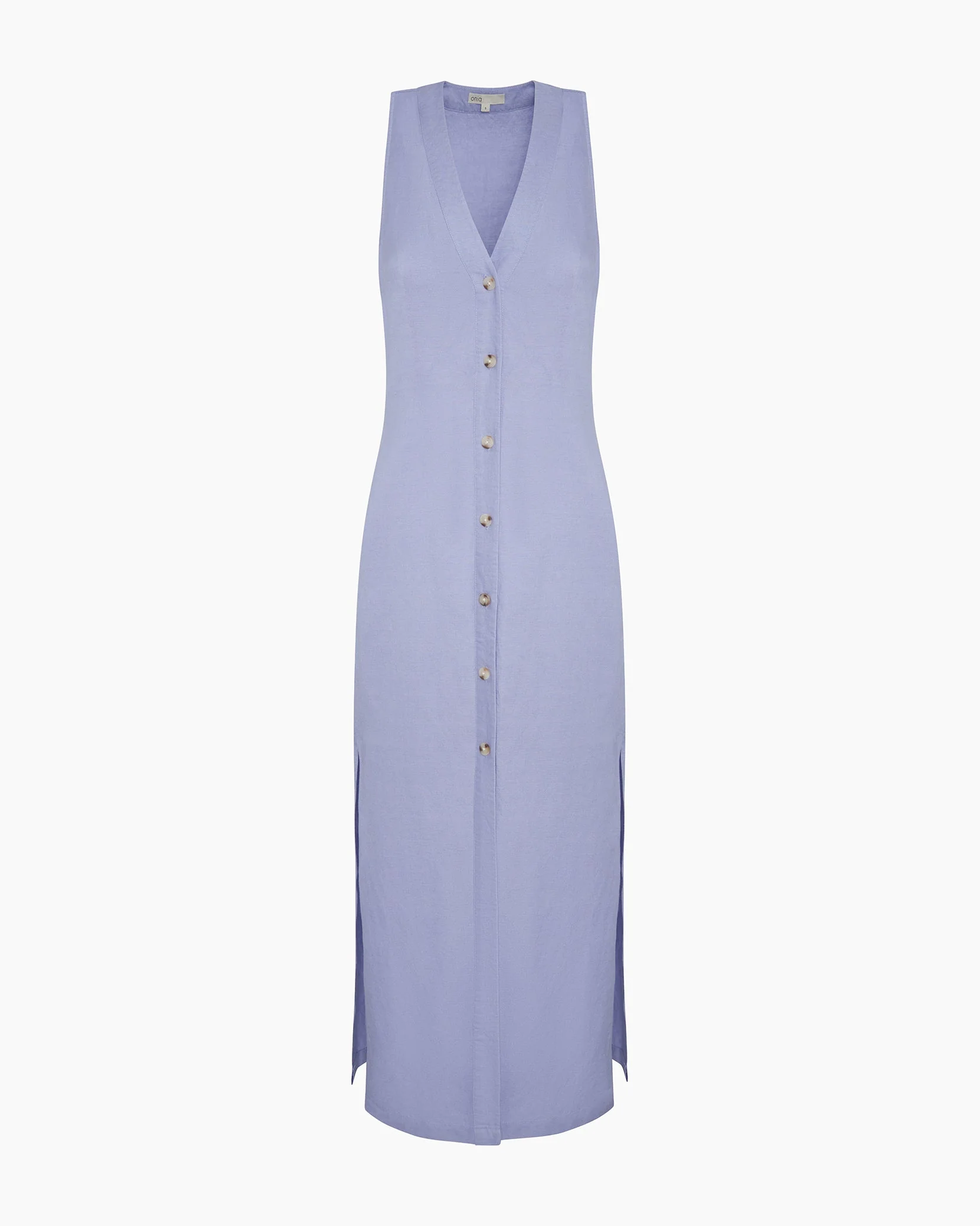 Womens | Air Linen Button Down Maxi Dress | Periwinkle - Image 2