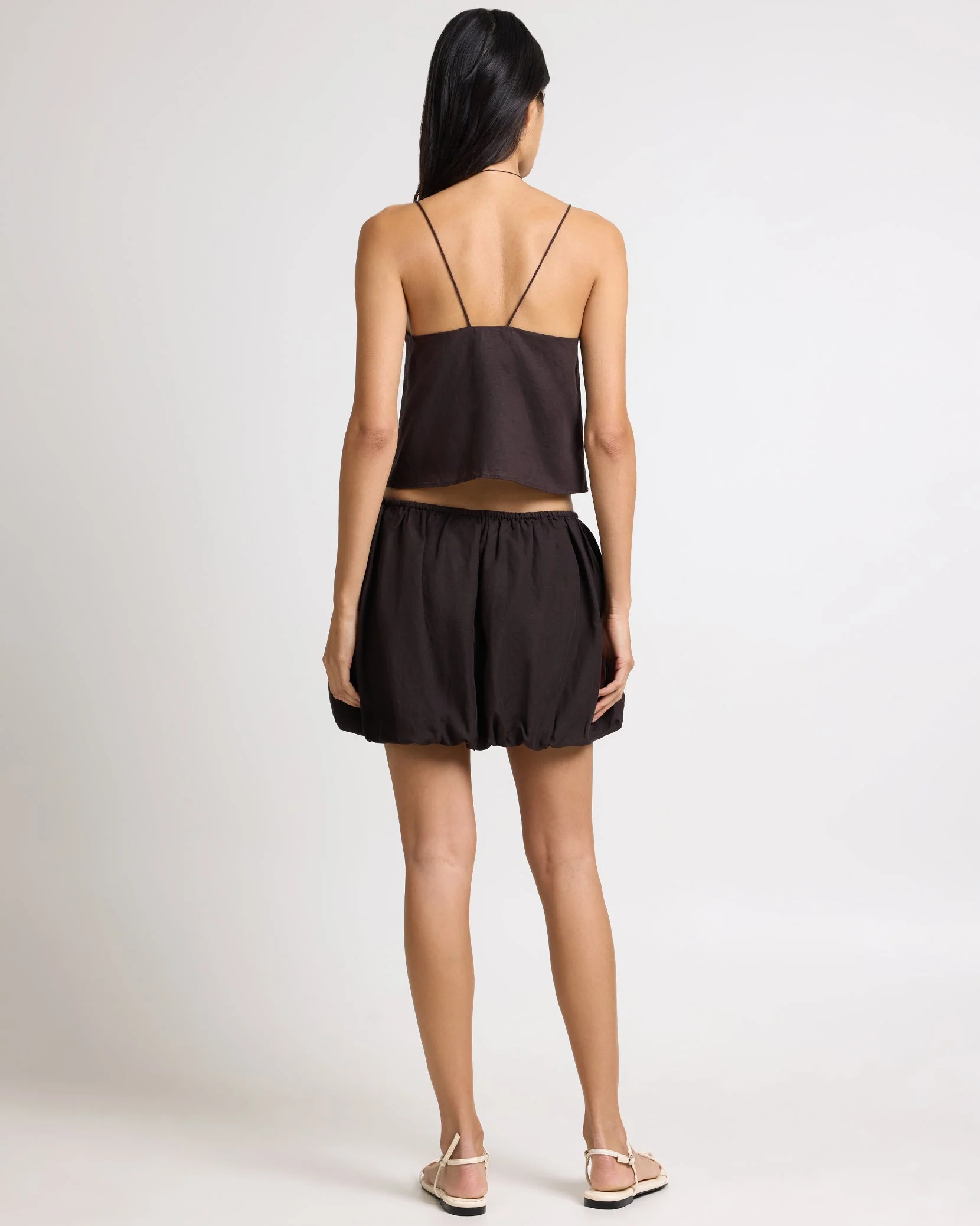 Womens | Air Linen Cami Top | Espresso - Image 5