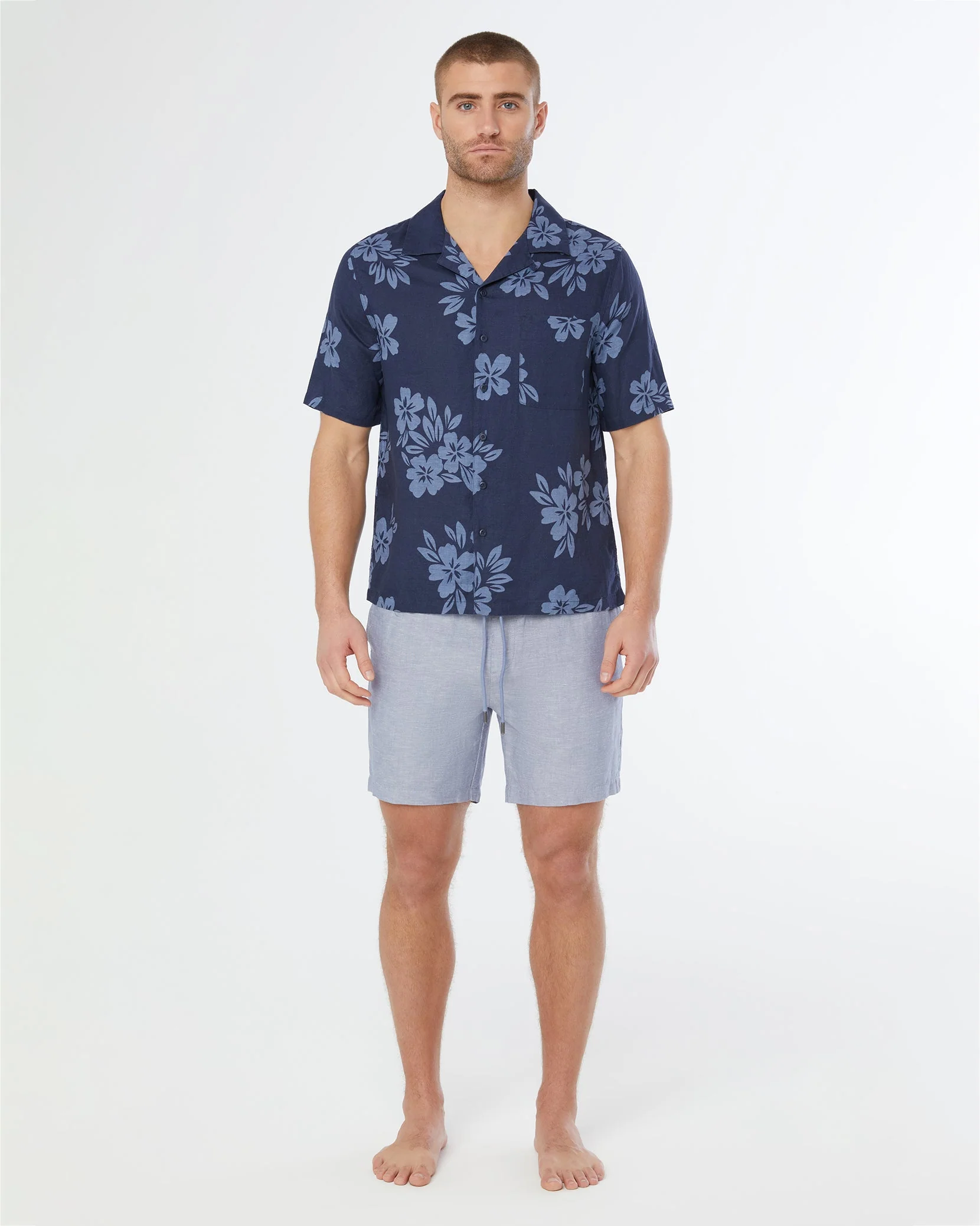 Mens | Air Linen Convertible Vacation Shirt | Deep Navy - Image 3
