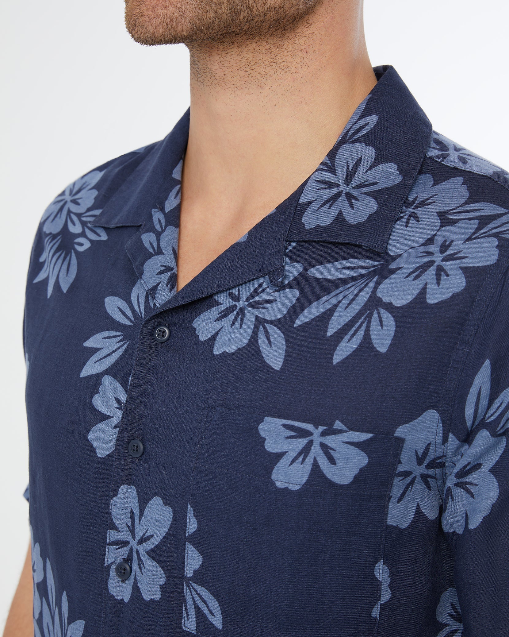 Mens | Air Linen Convertible Vacation Shirt | Deep Navy - Image 4