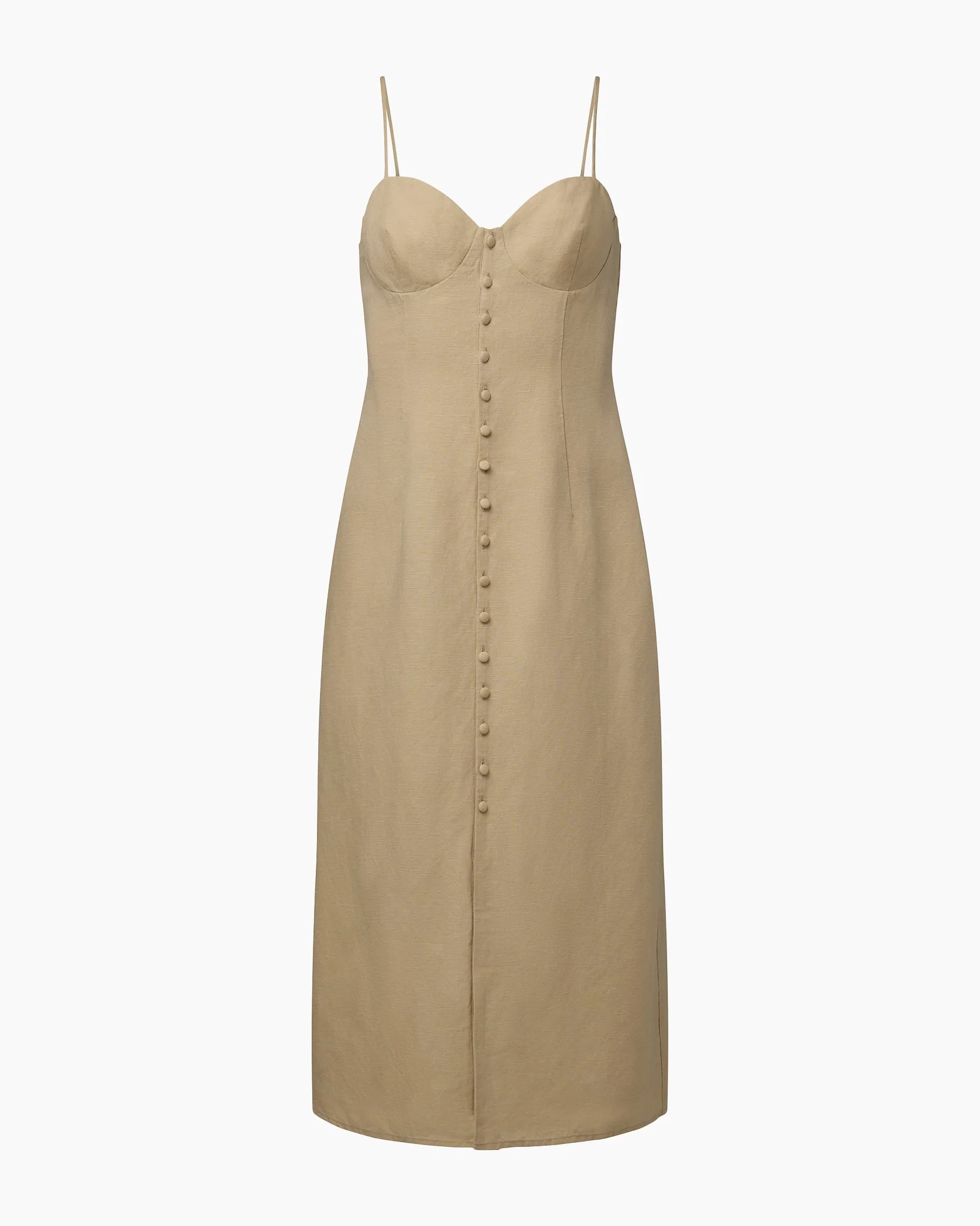 Womens | Air Linen Corset Midi Dress | Jute - Image 2