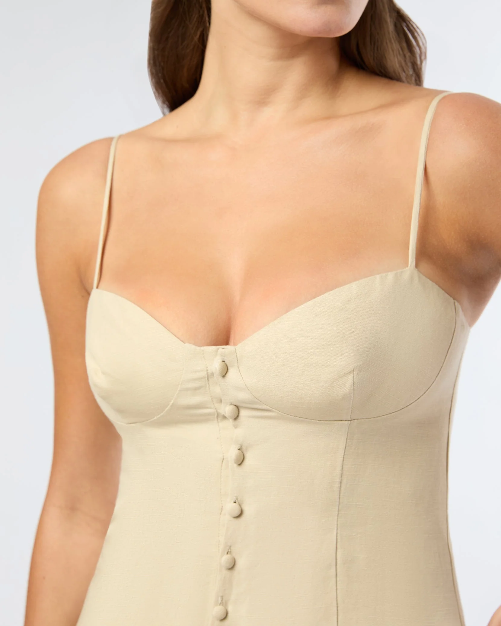 Womens | Air Linen Corset Midi Dress | Jute - Image 4