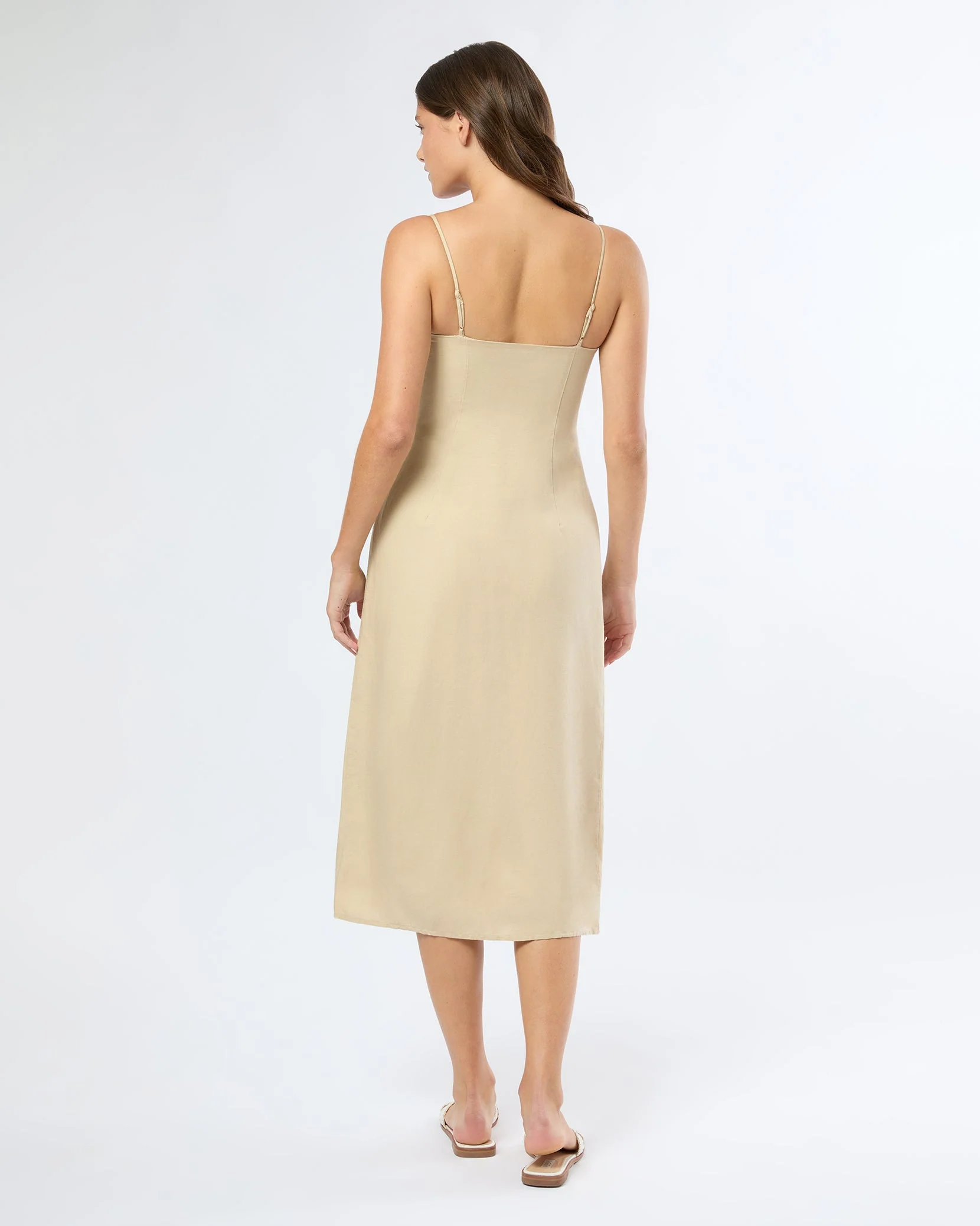 Womens | Air Linen Corset Midi Dress | Jute - Image 5