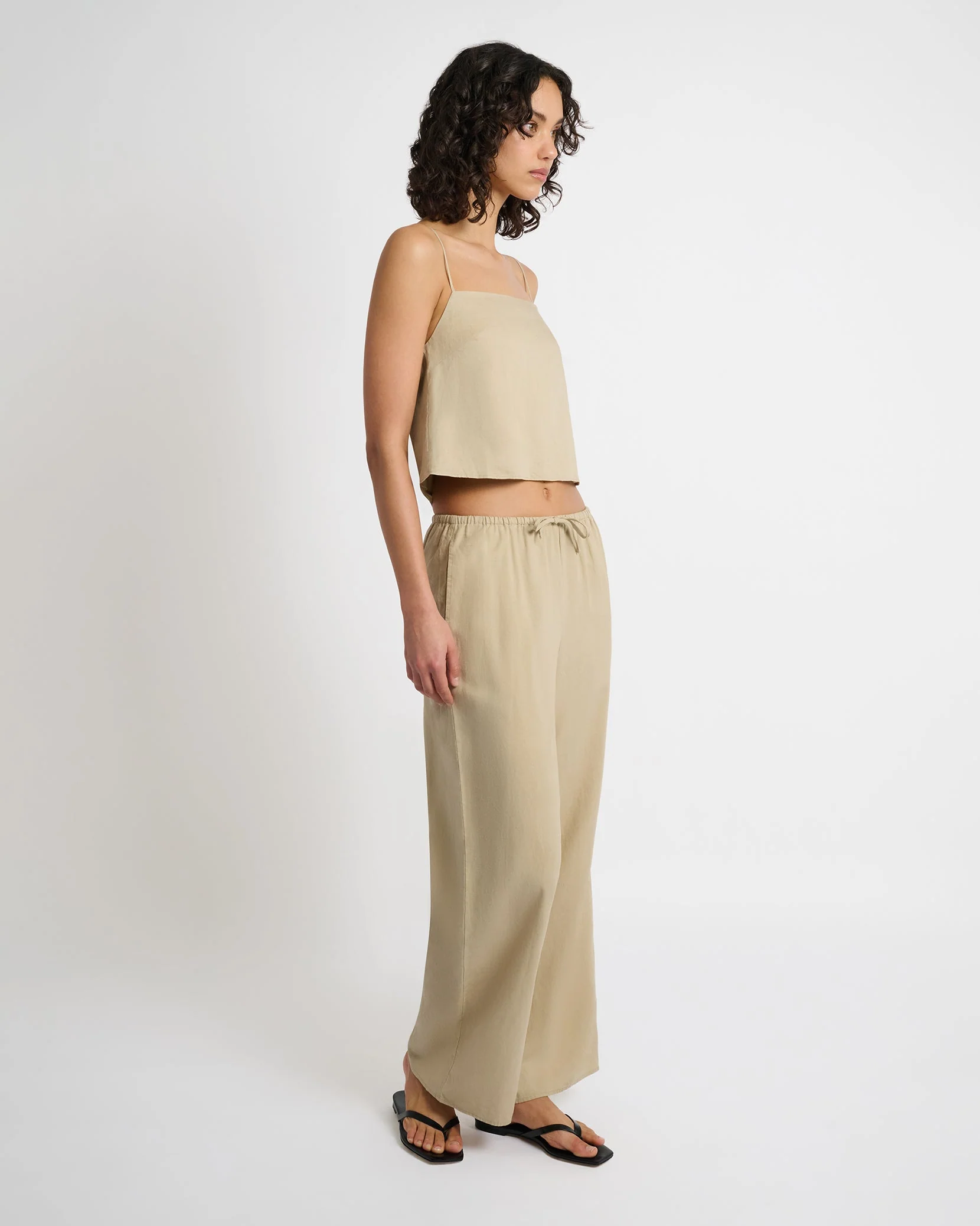 Womens | Air Linen Drawstring Pant | Jute - Image 4