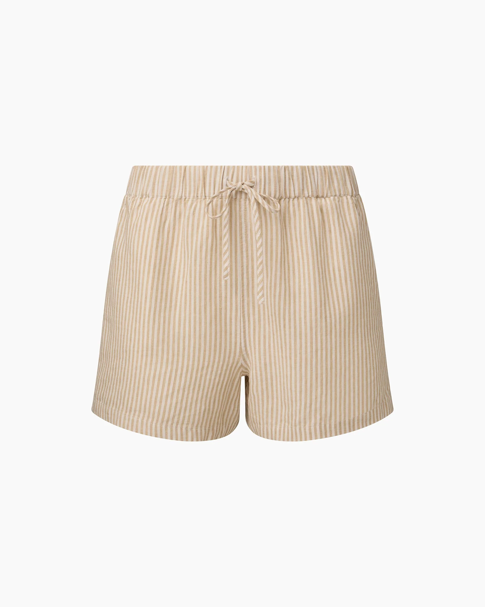 Womens | Air Linen Elastic Drawstring Short | Jute/White - Image 2