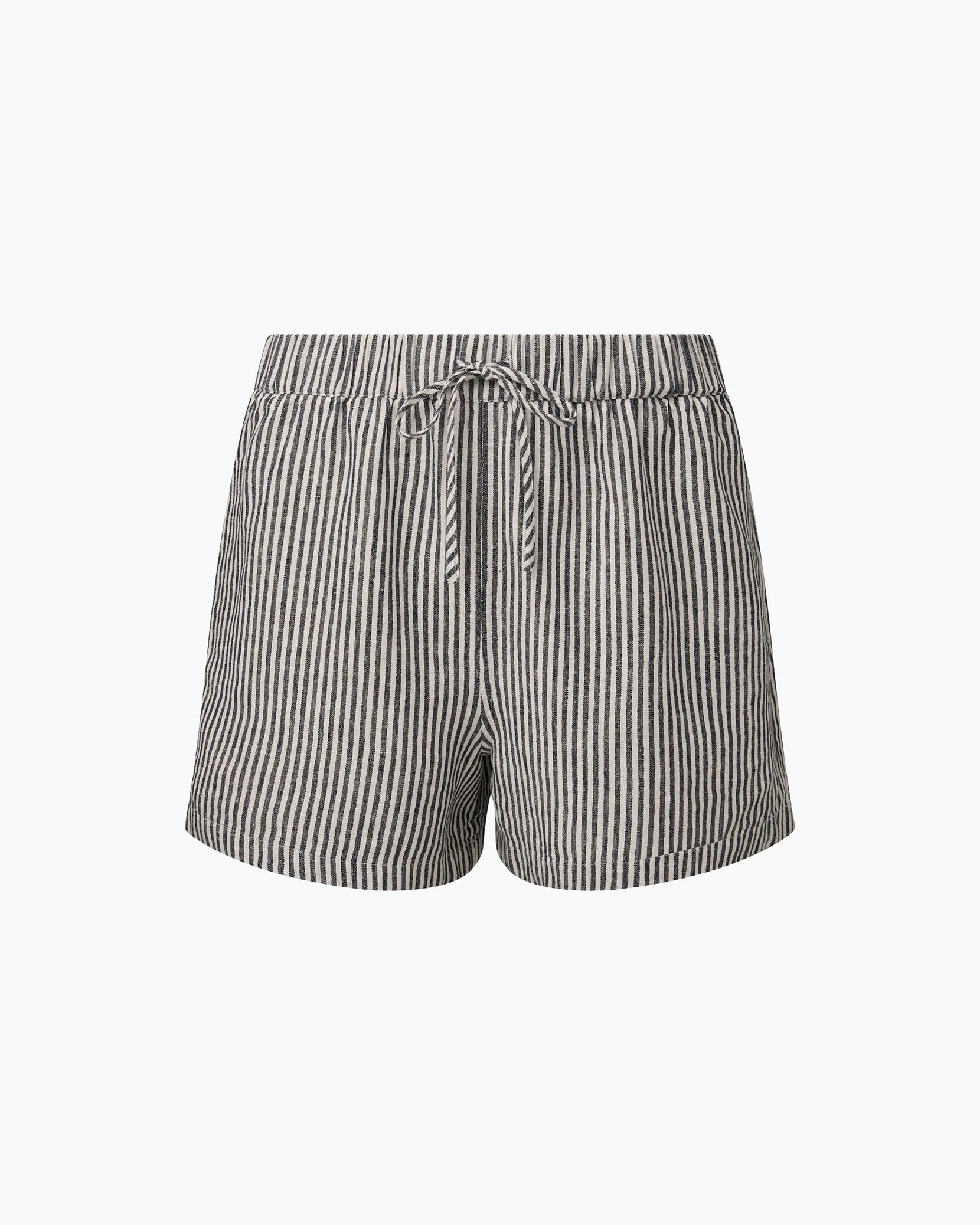 Womens | Air Linen Elastic Drawstring Short | Deep Navy/White - Image 2