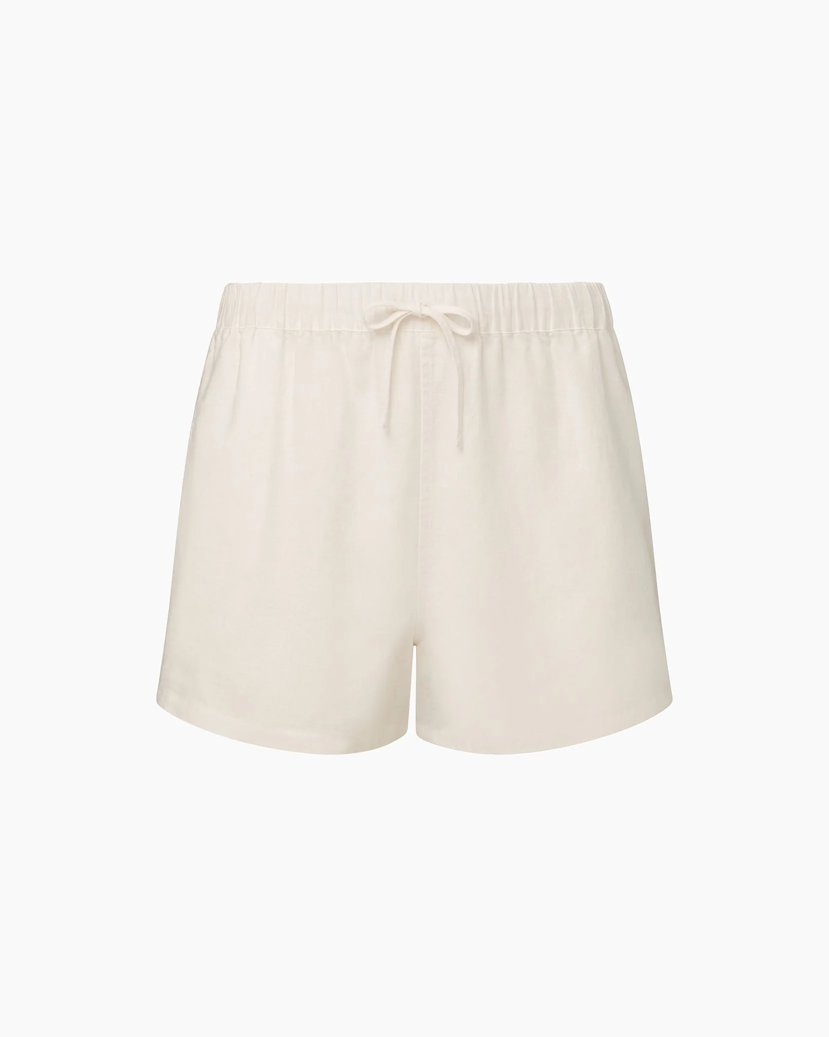 Womens | Air Linen Elastic Drawstring Short | White - Image 2