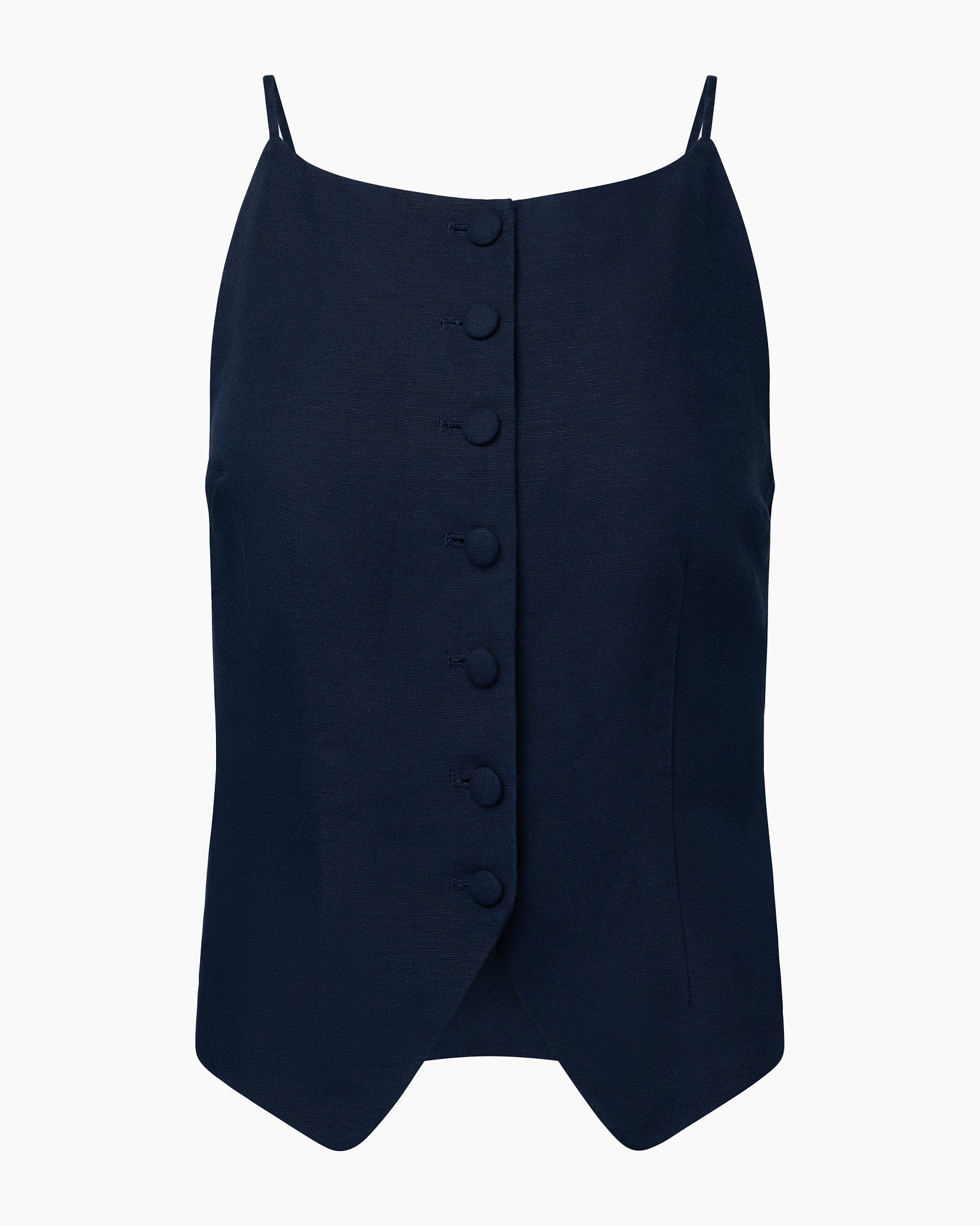 Womens | Air Linen High Neck Top | Deep Navy - Image 2