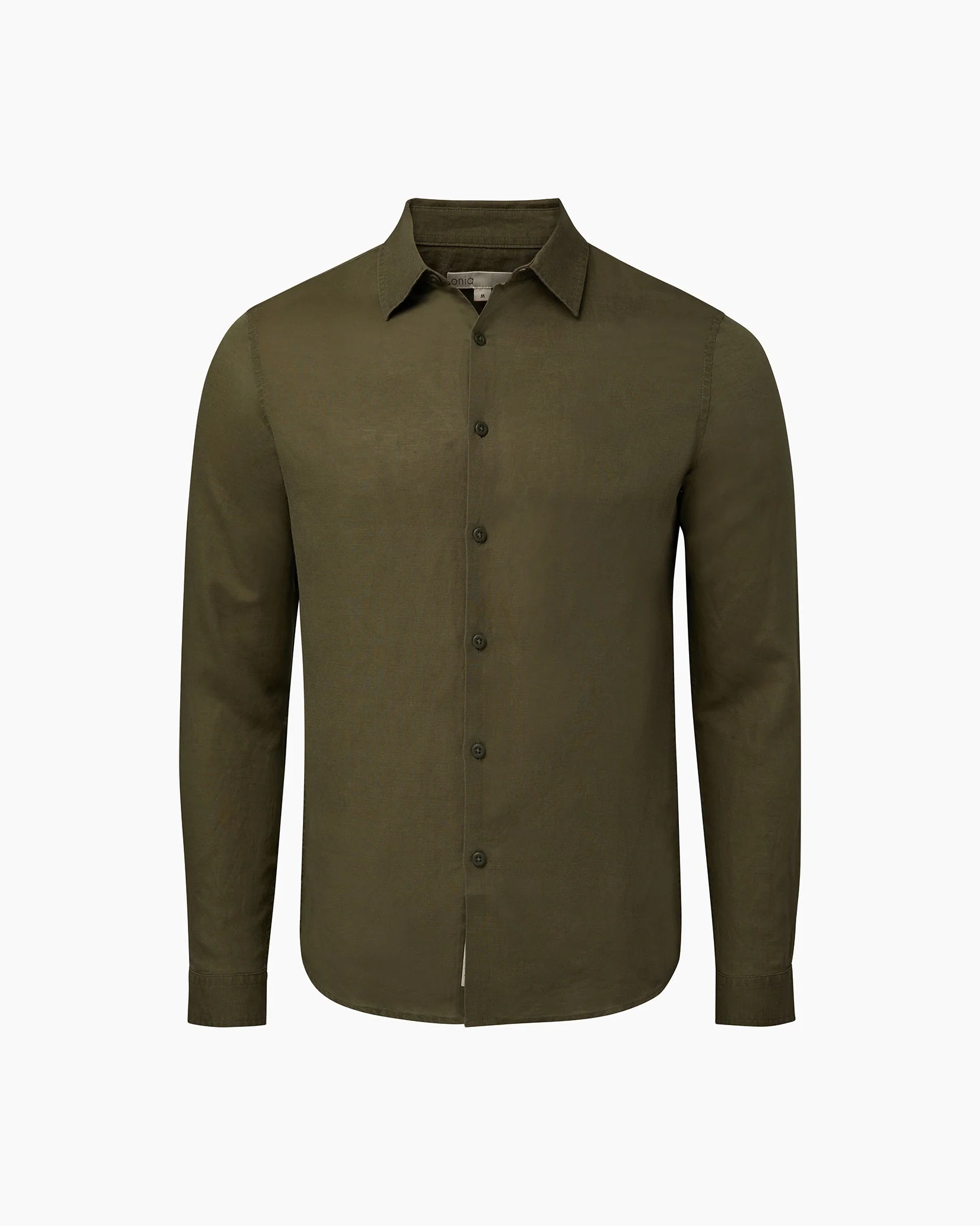 Mens | Air Linen Long Sleeve Shirt | Dark Olive - Image 2