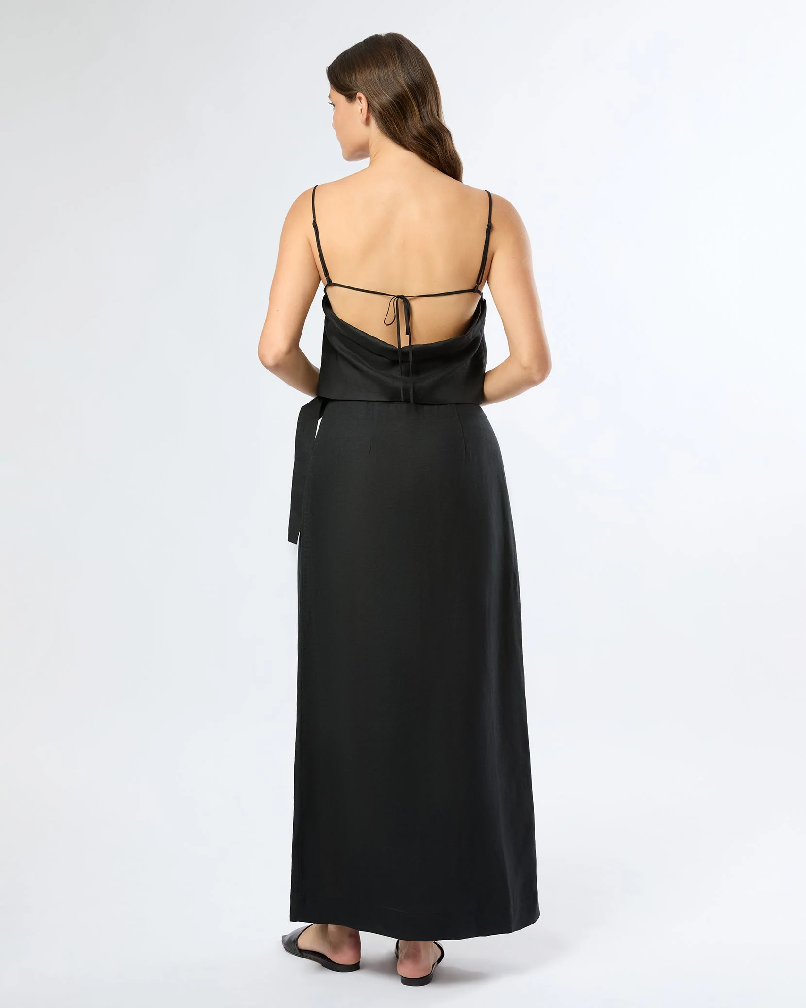 Womens | Air Linen Maxi Wrap Skirt | Black - Image 5