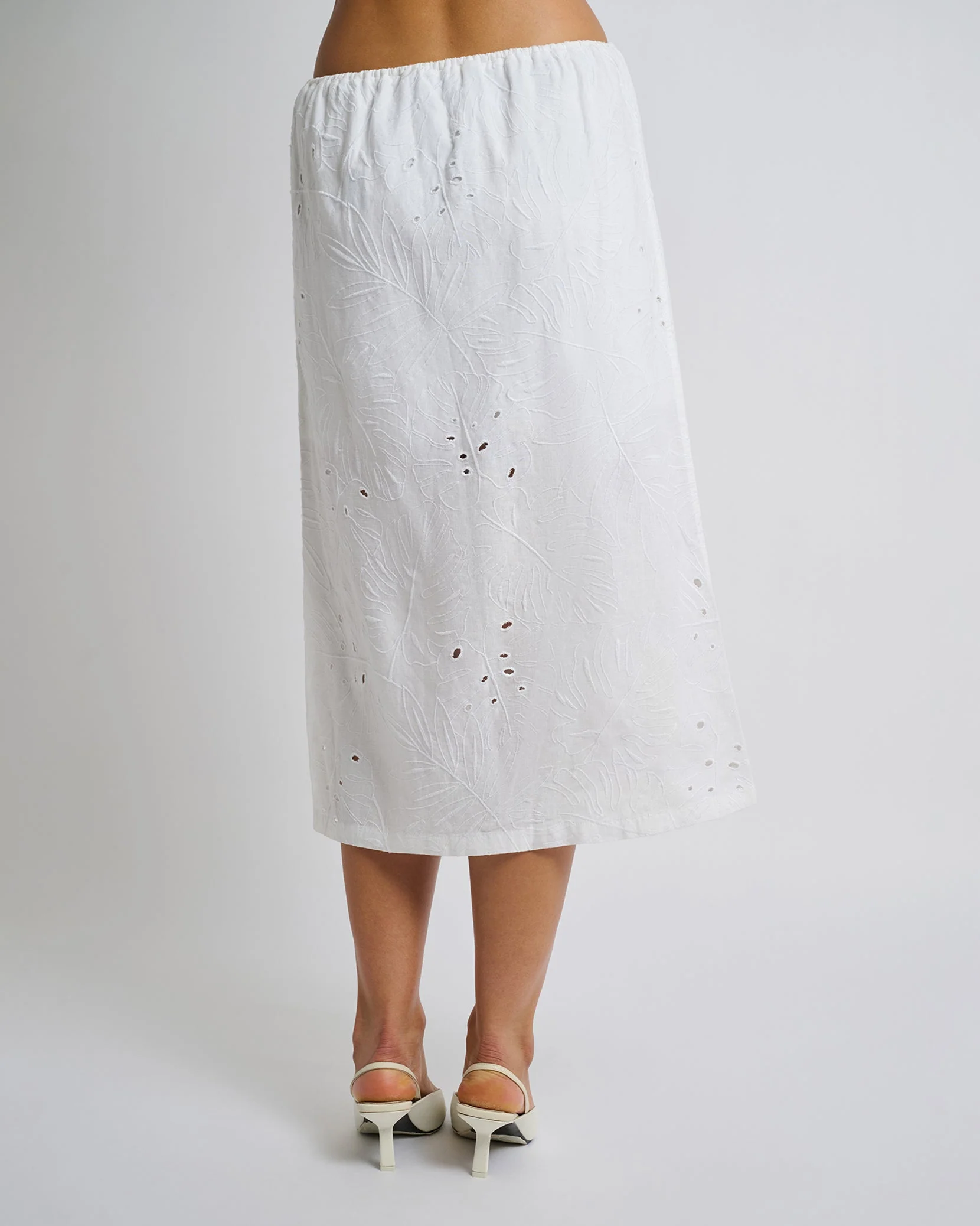 Womens | Air Linen Midi Skirt | White - Image 5