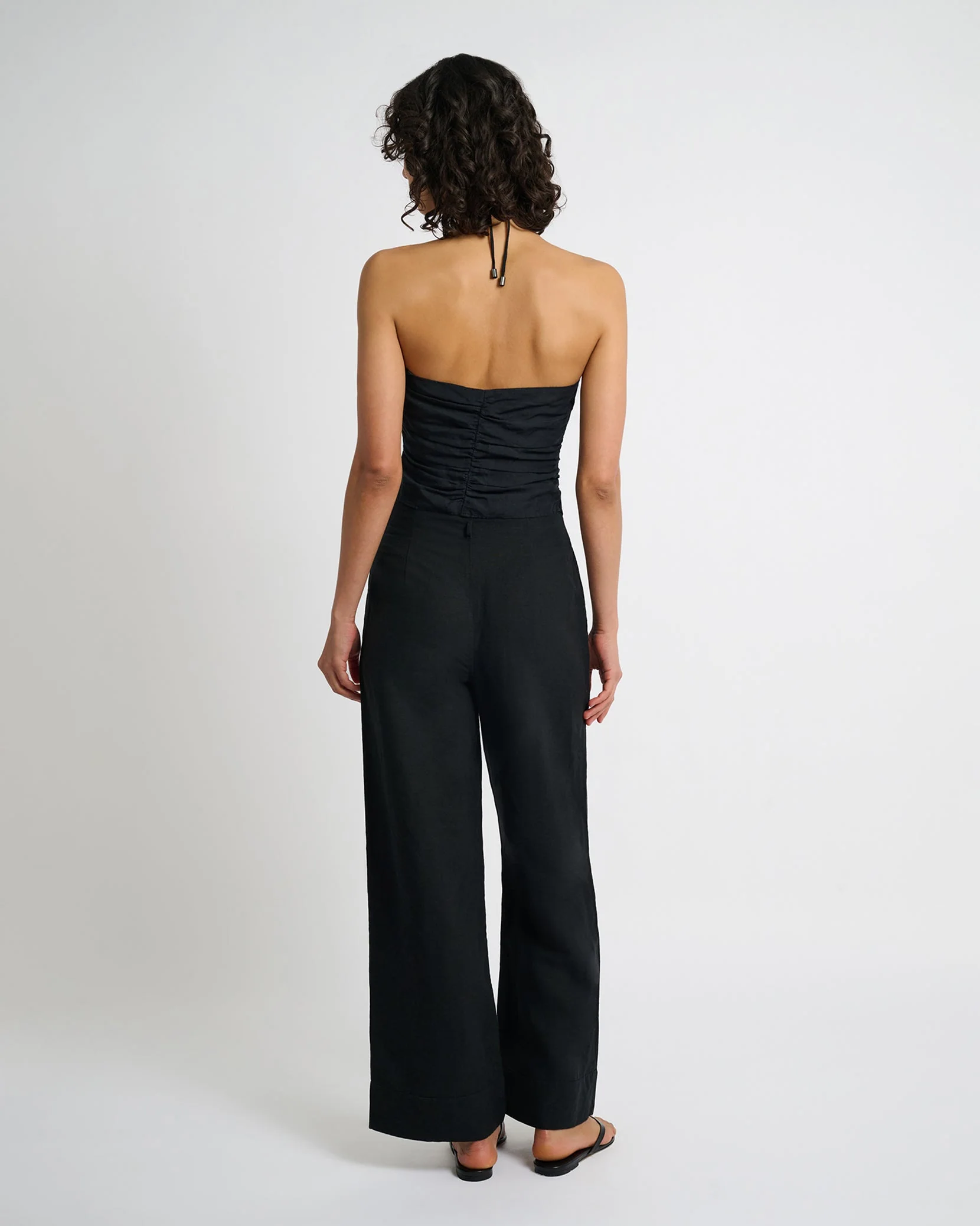 Womens | Air Linen Paperbag Trouser | Black - Image 5