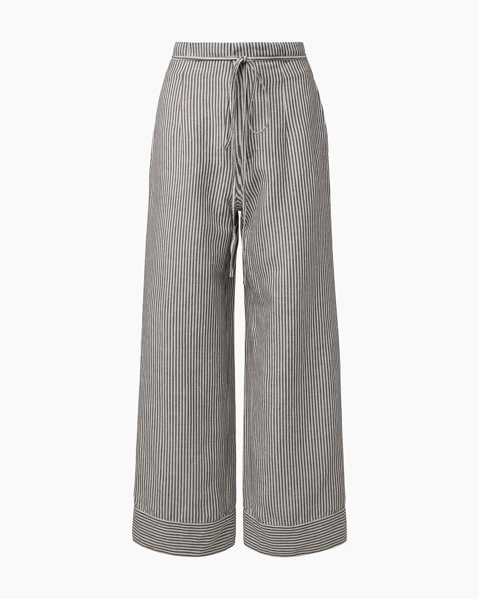 Womens | Air Linen Paperbag Trouser | Deep Navy/White - Image 2