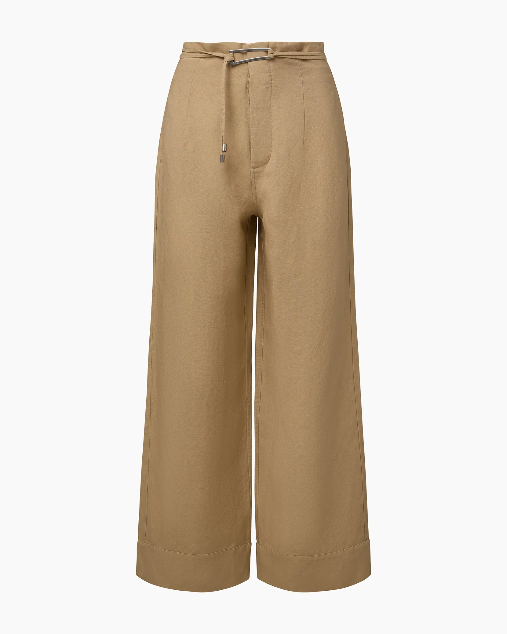 Womens | Air Linen Paperbag Trouser | Jute - Image 2