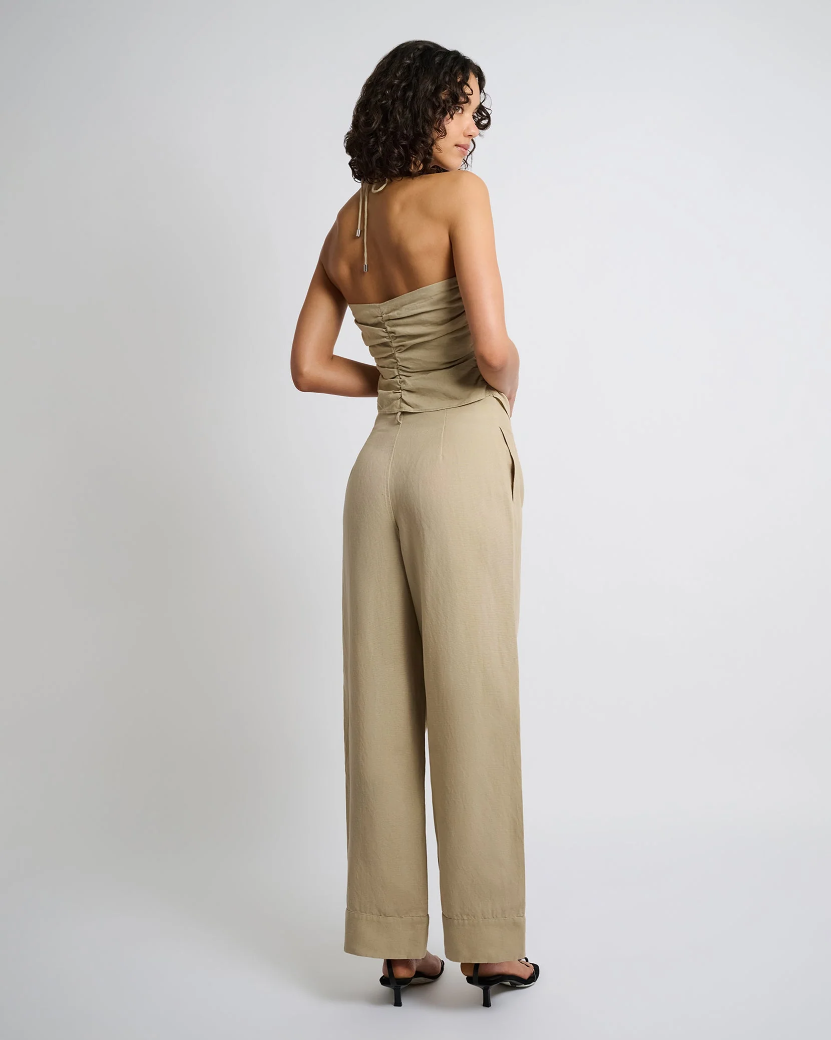 Womens | Air Linen Paperbag Trouser | Jute - Image 5