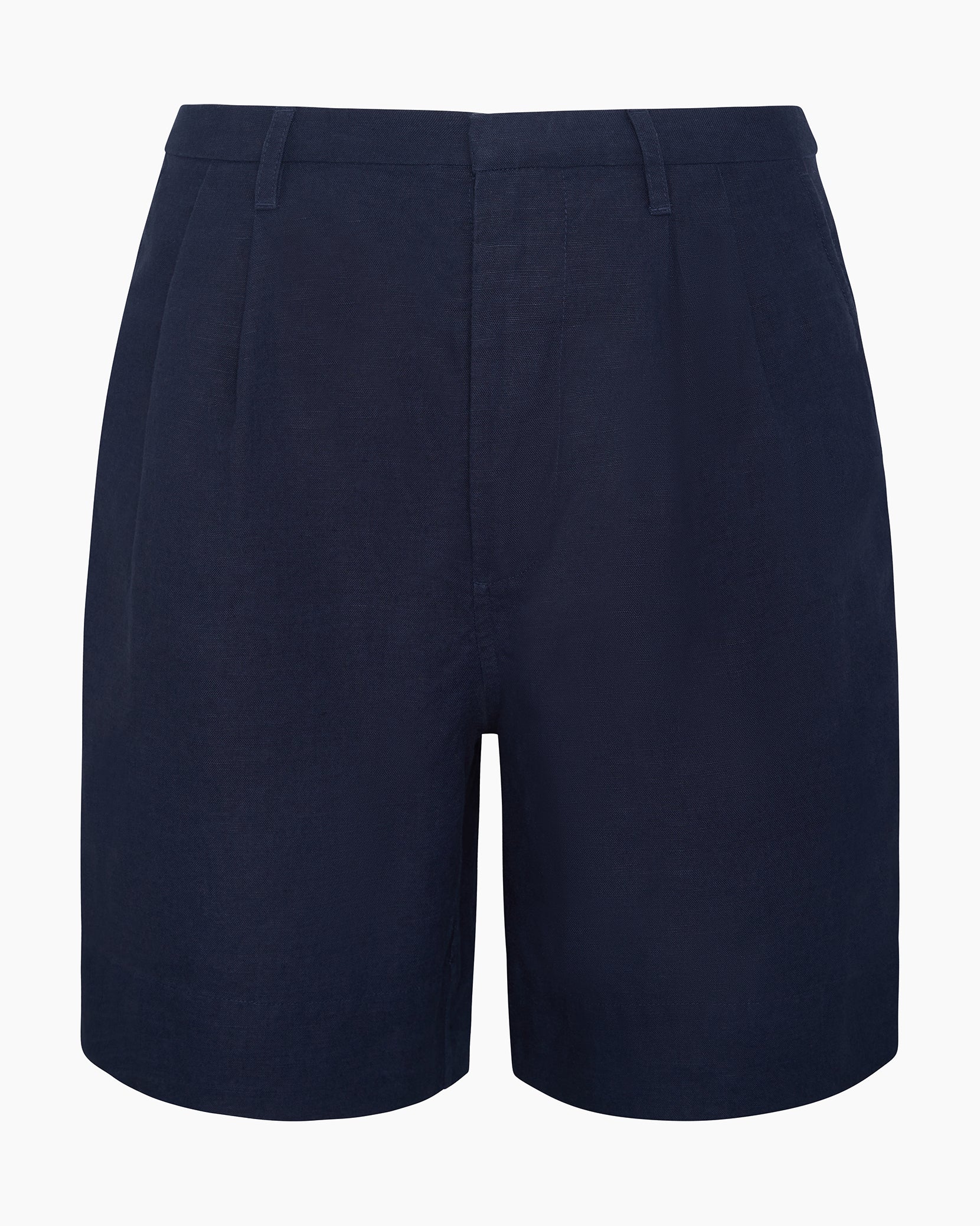 Womens | Air Linen Pleated Bermuda Short | Noir Navy - Image 2