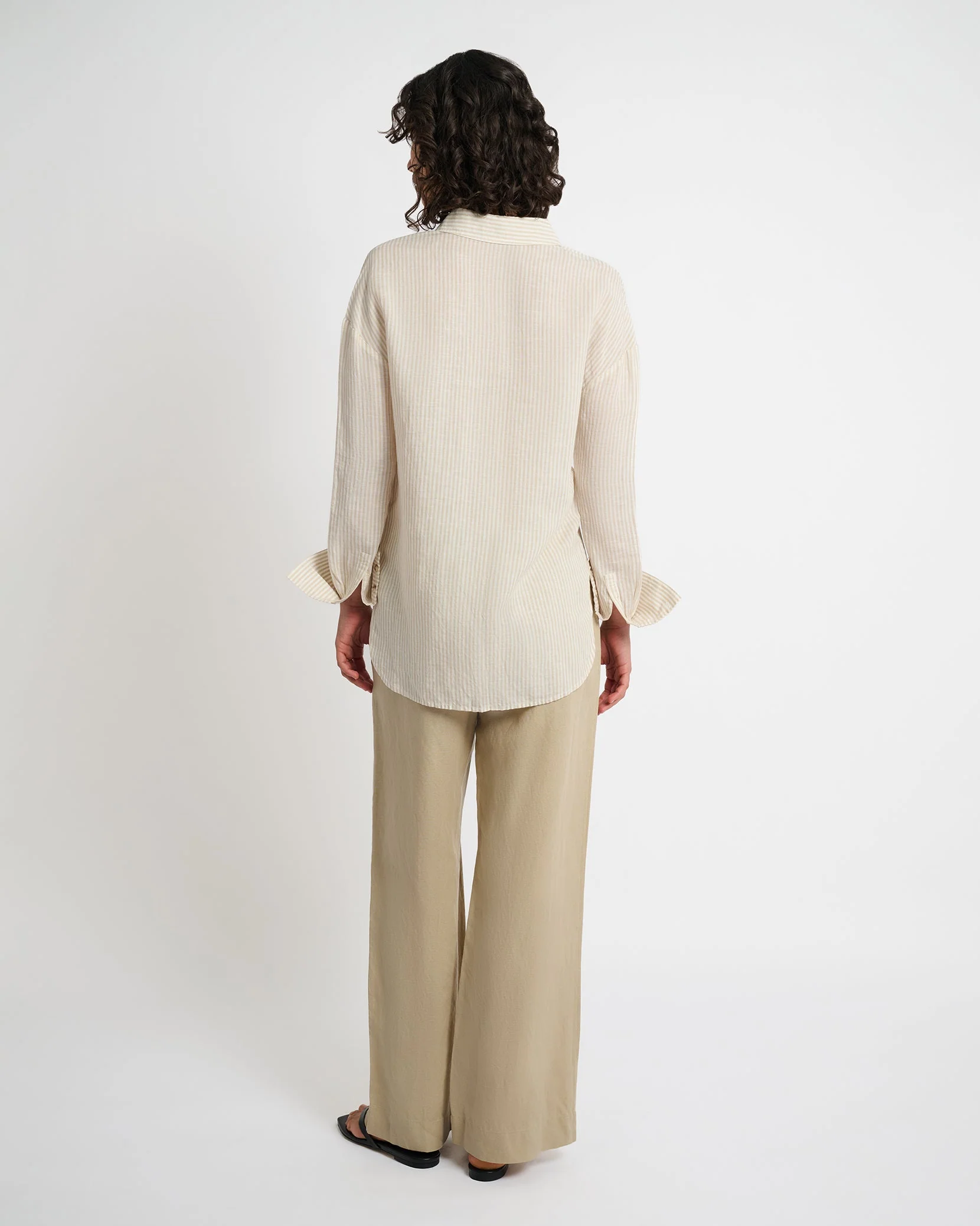 Womens | Air Linen Pleated Trouser | Jute - Image 5