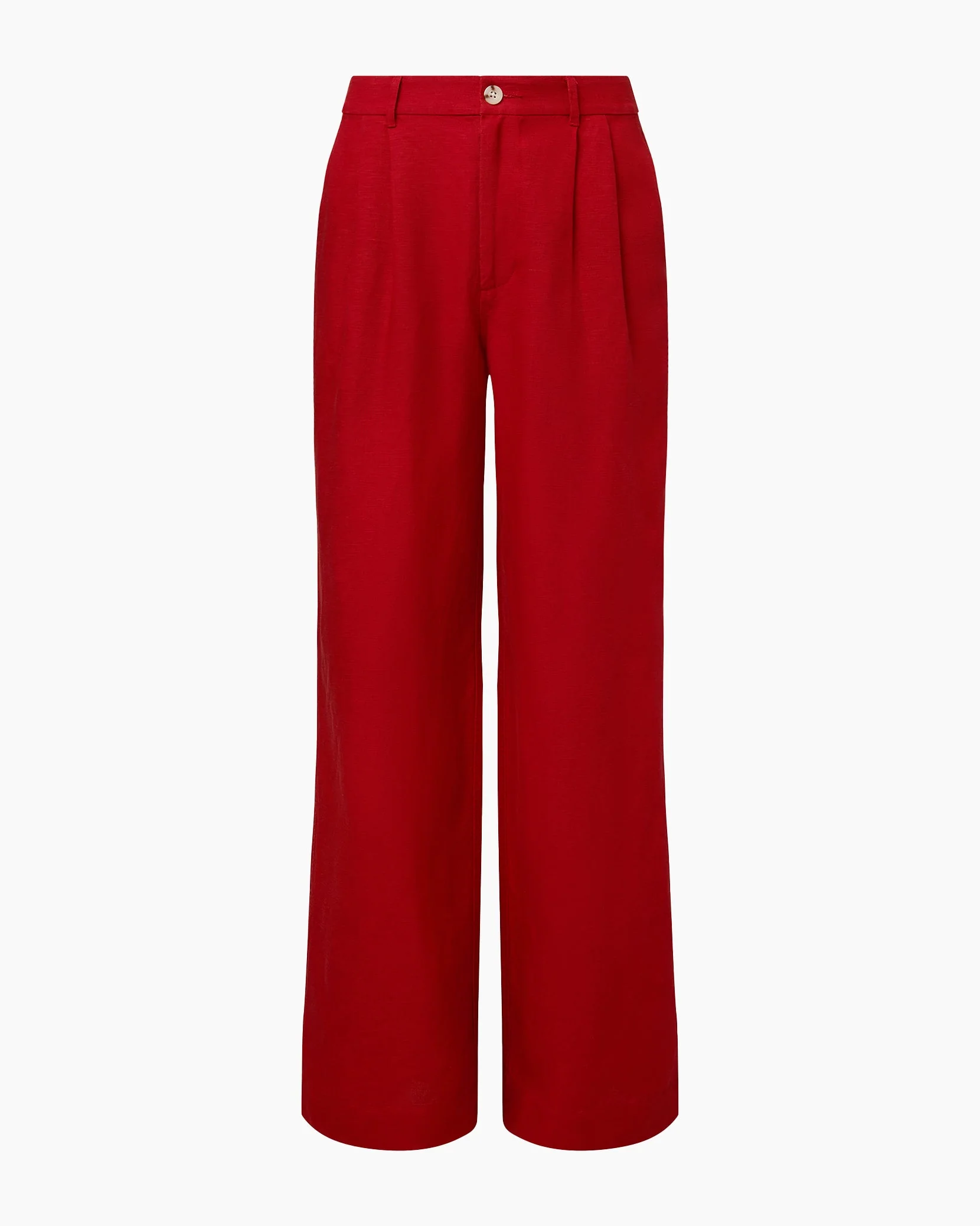 Womens | Air Linen Pleated Trouser | Dark Red - Image 2