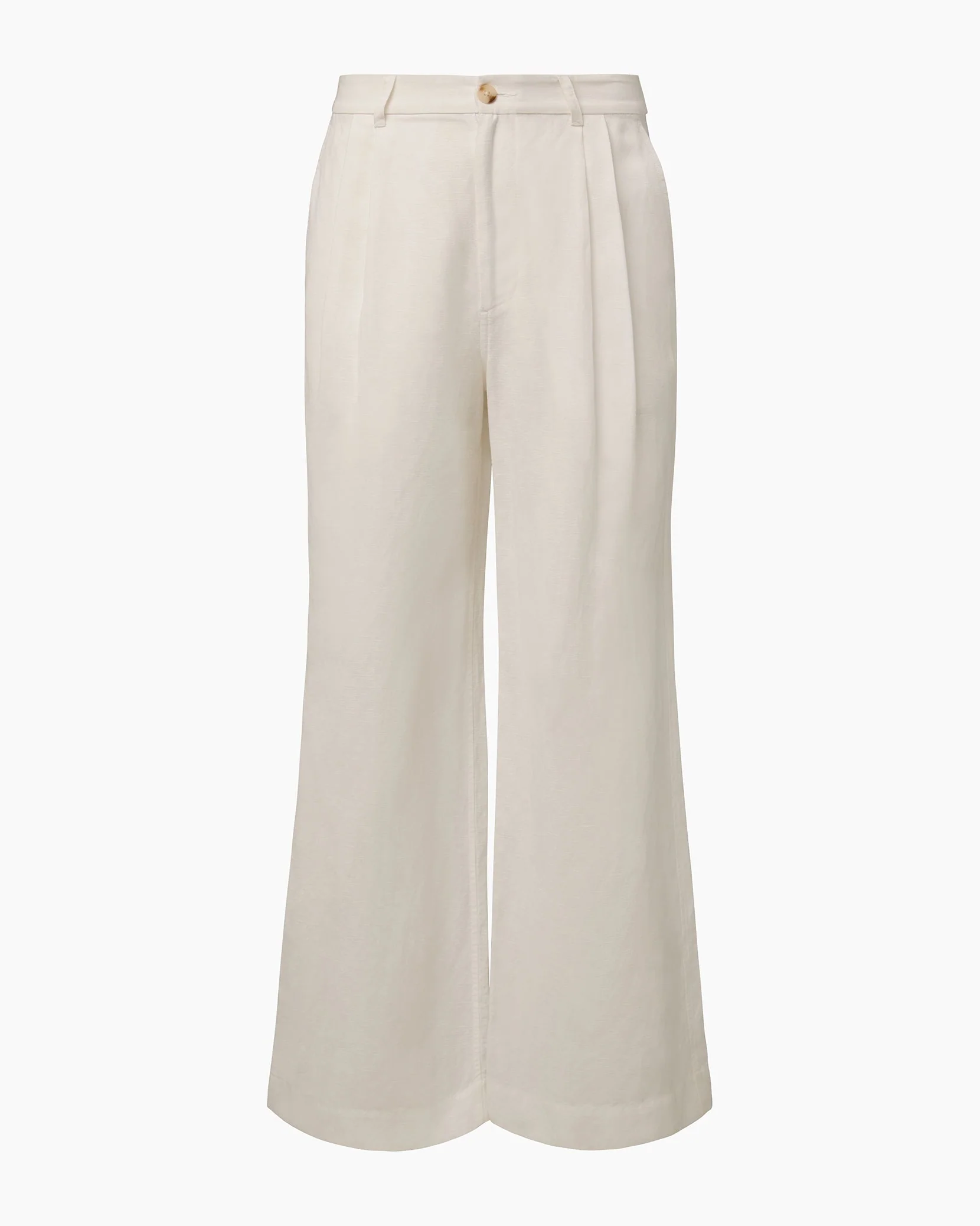 Womens | Air Linen Pleated Trouser | White - Image 2