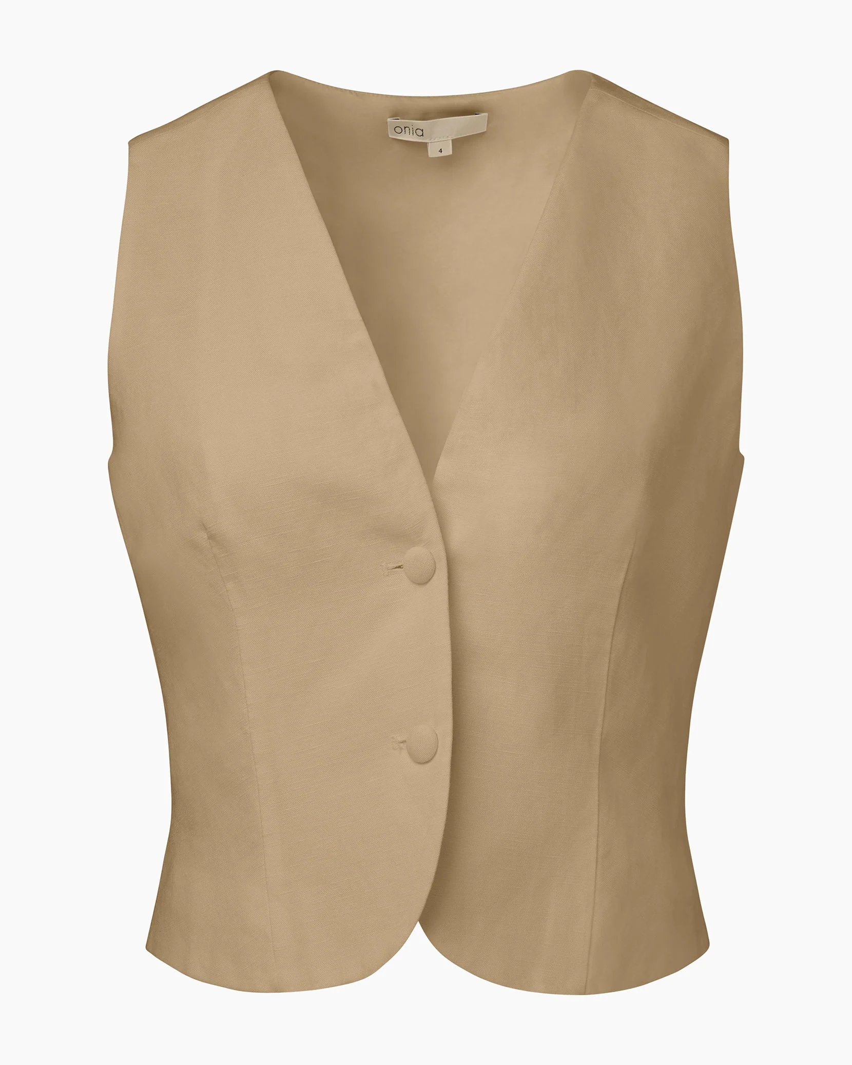 Womens | Air Linen Relaxed Vest | Jute - Image 2