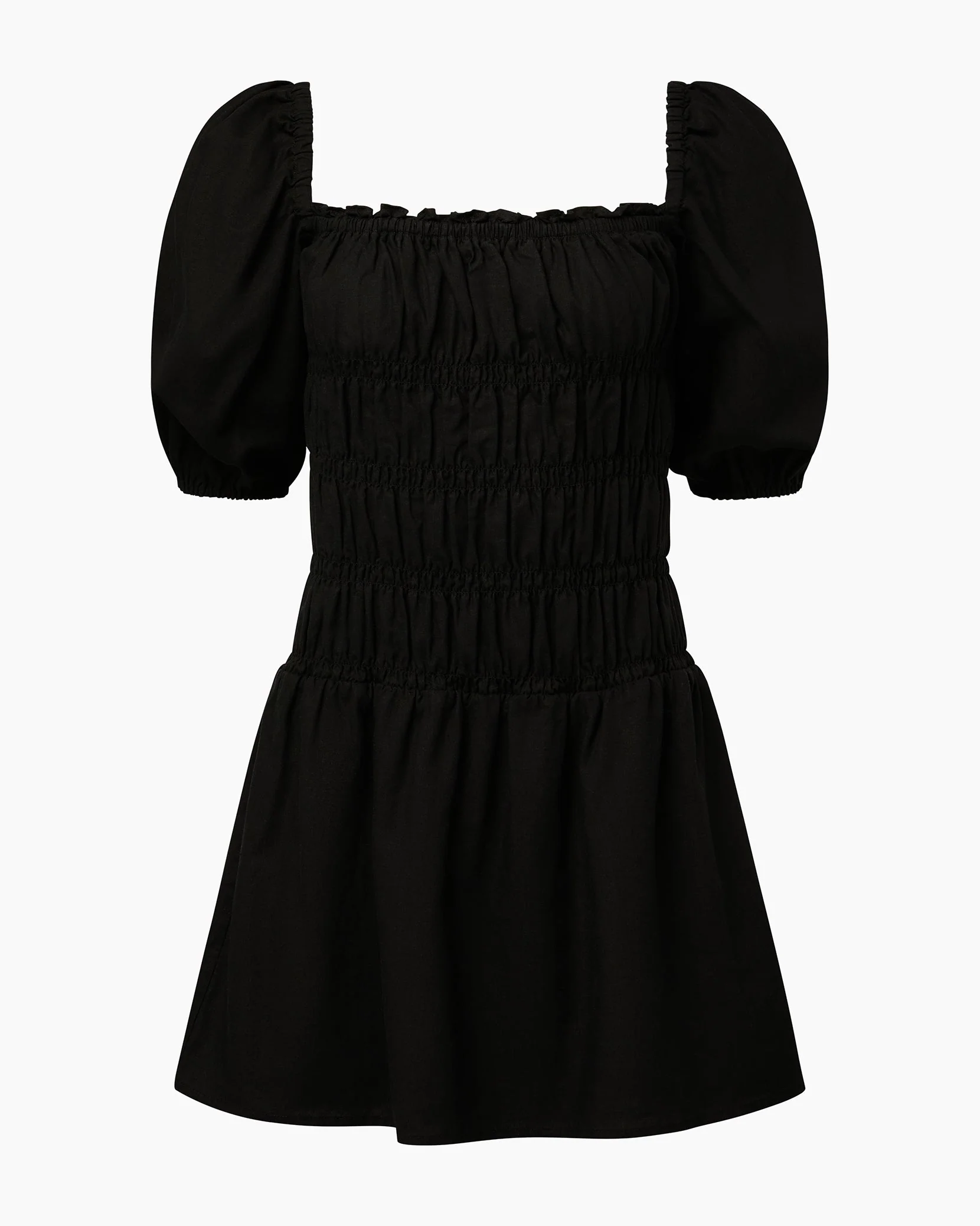 Womens | Air Linen Smocked Mini Dress | Black - Image 2
