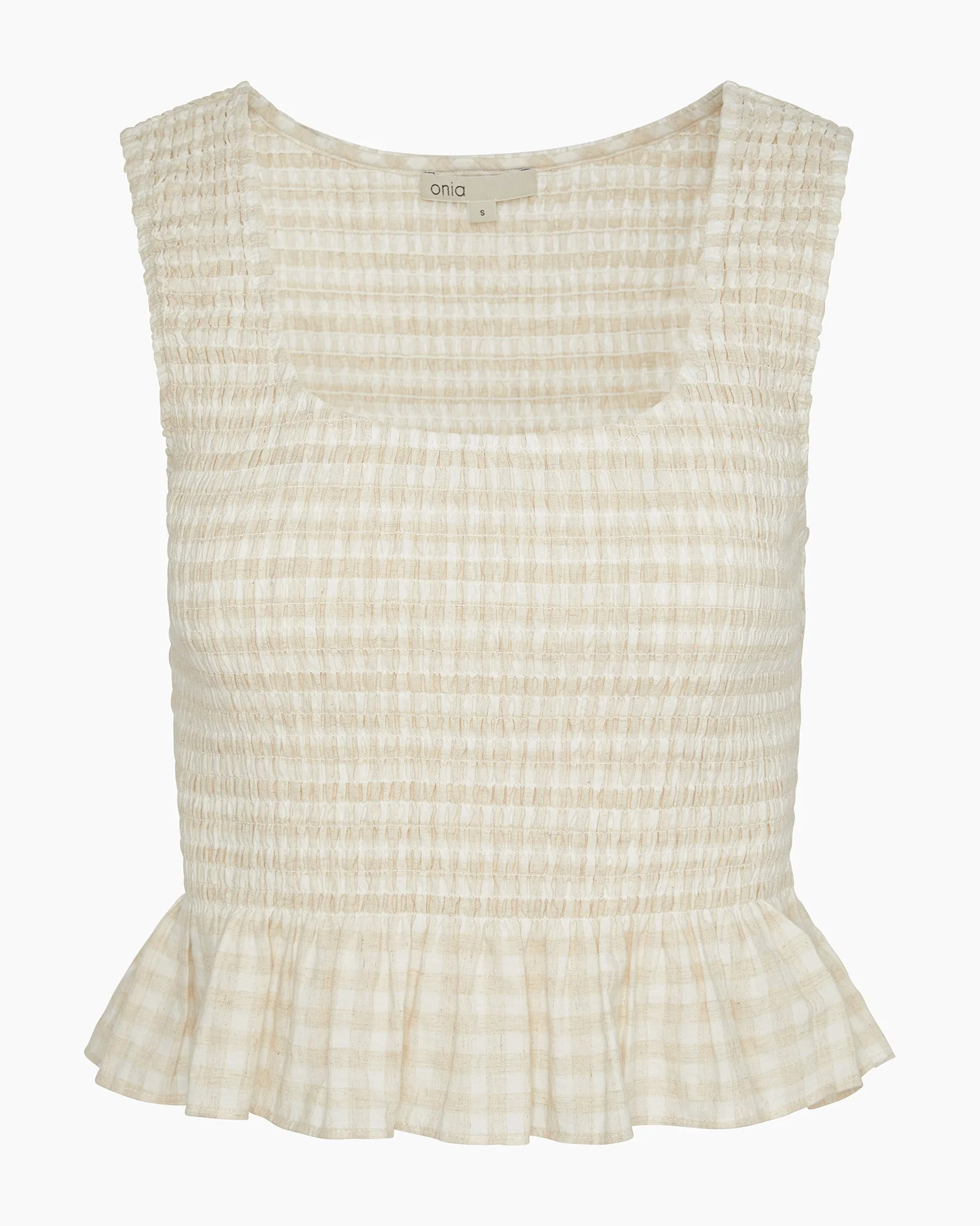 Womens | Air Linen Smocked Tank | Natural - Image 3