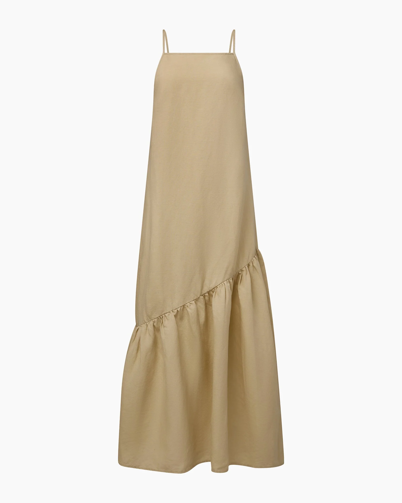 Womens | Air Linen Square Neck Maxi Dress | Jute - Image 2