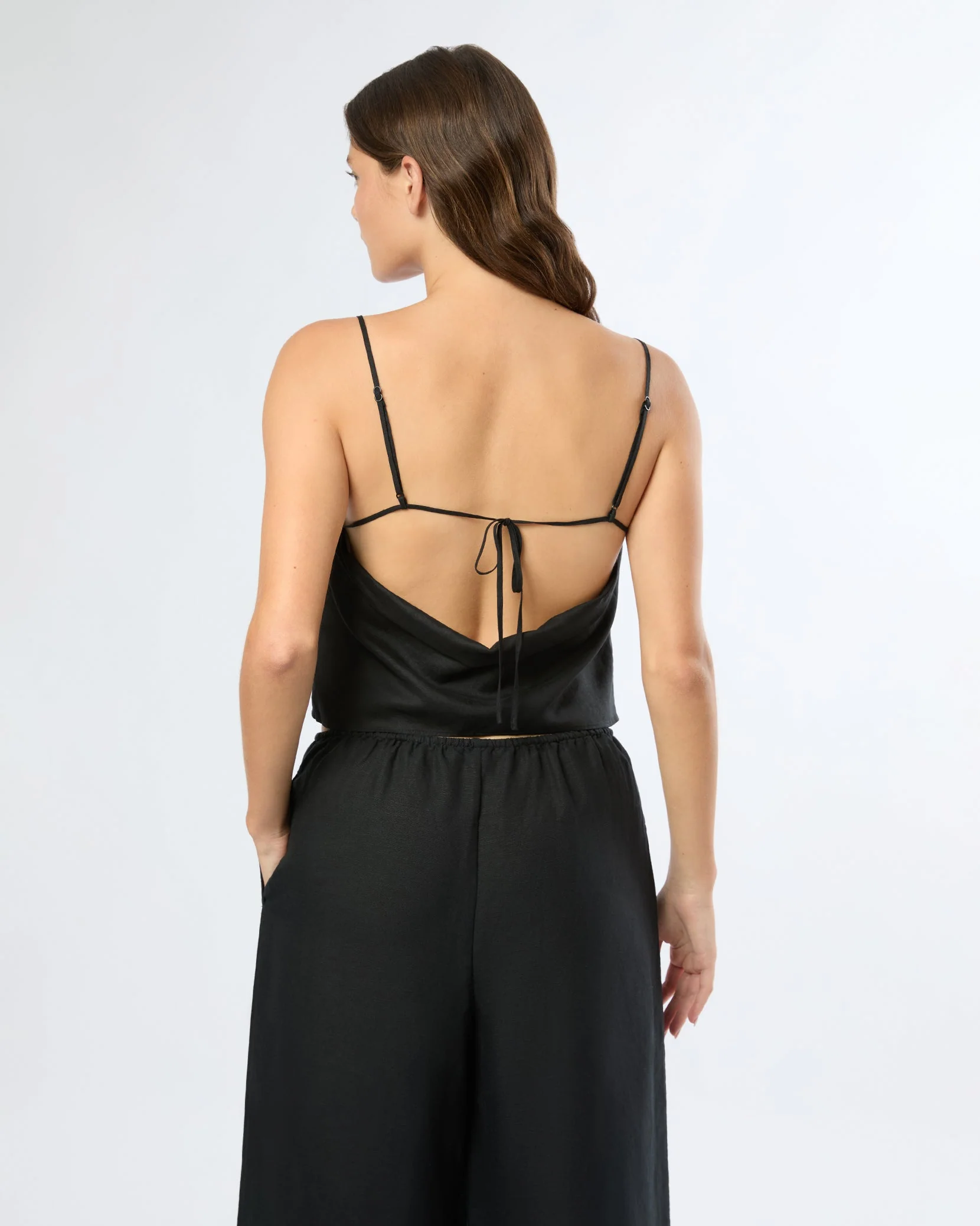 Womens | Air Linen Square Neck Tank Top - II | Black - Image 6