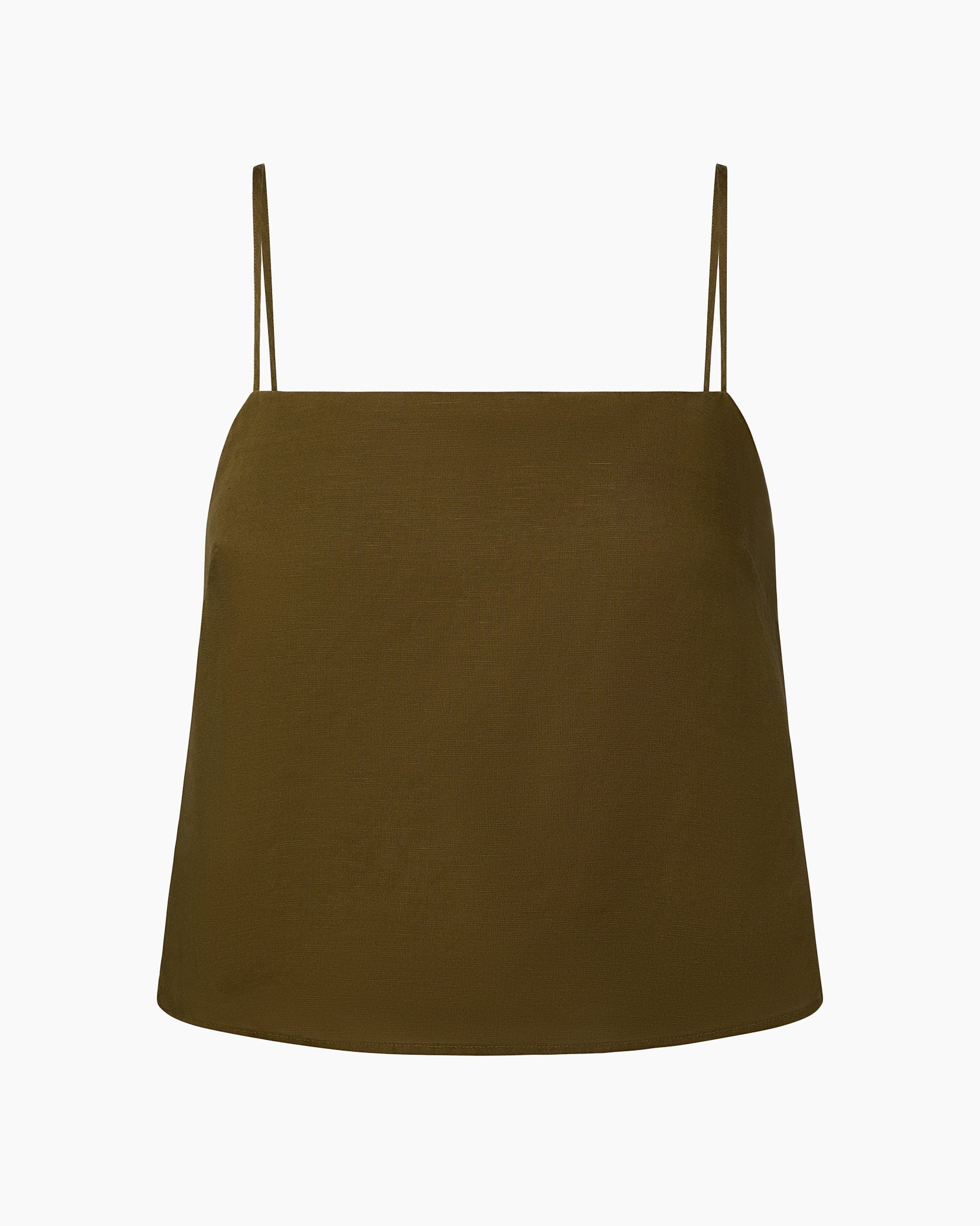 Womens | Air Linen Square Neck Tank Top | Olive - Image 2