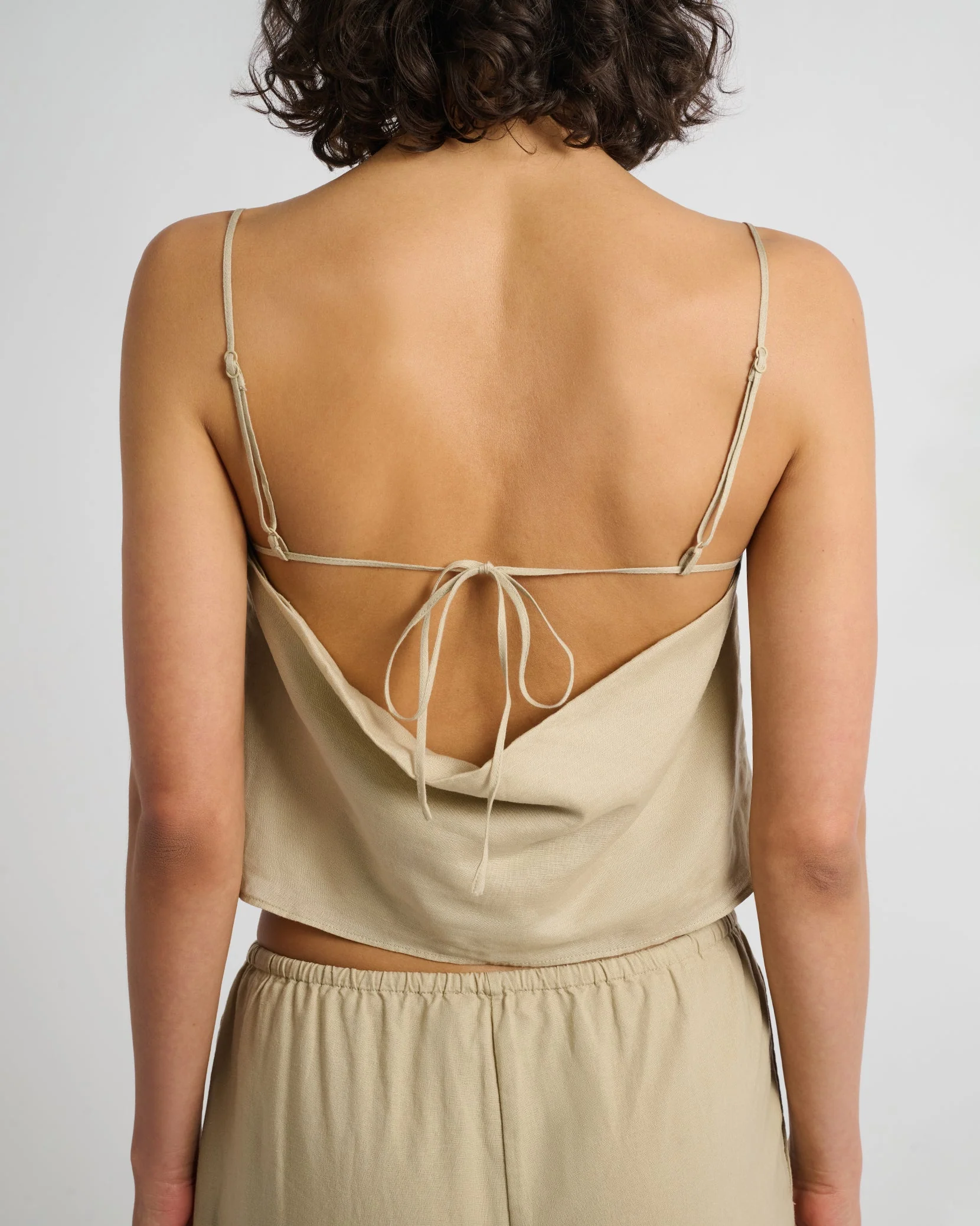 Womens | Air Linen Square Neck Tank Top | Jute - Image 4