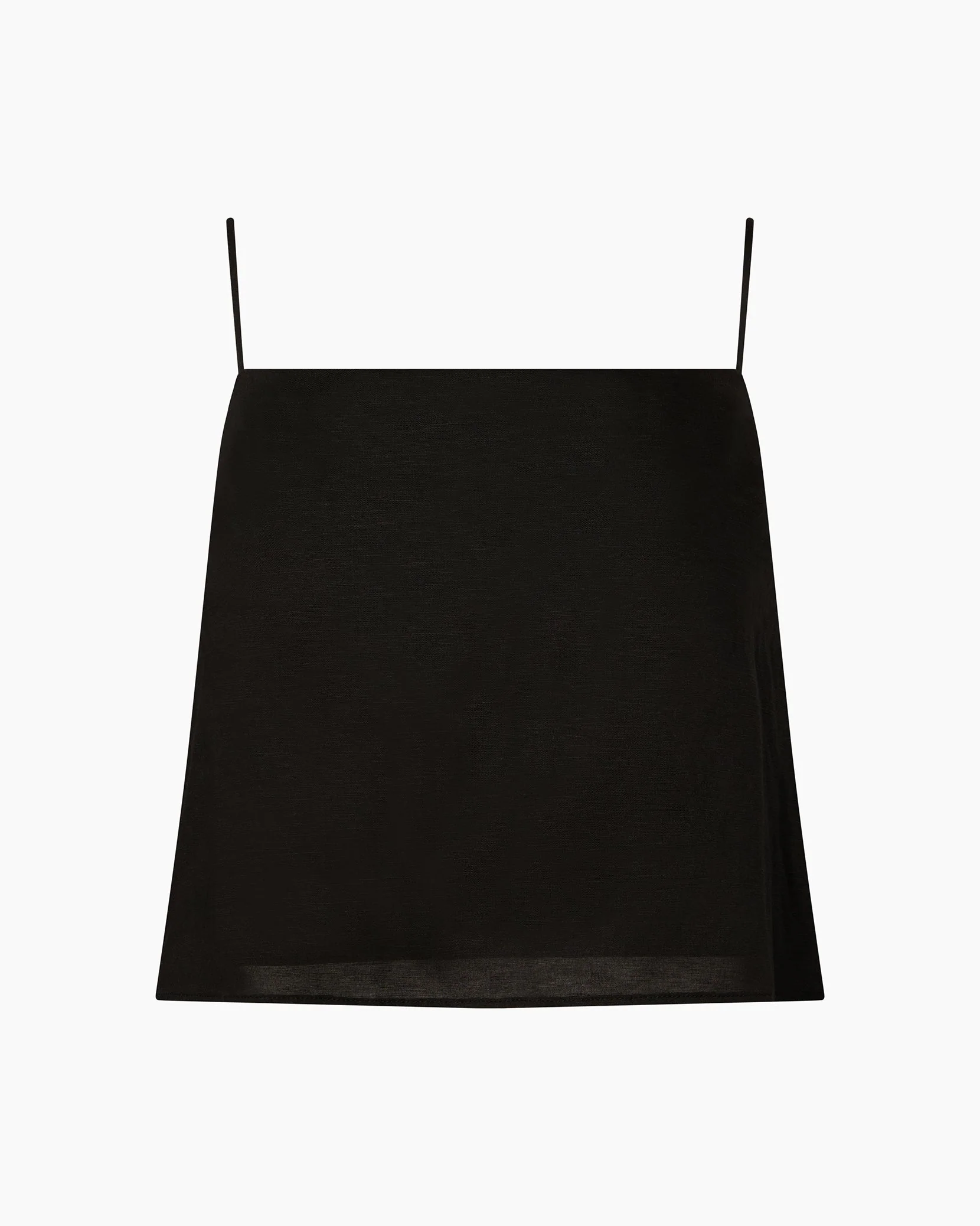 Womens | Air Linen Square Neck Tank Top | Black - Image 2