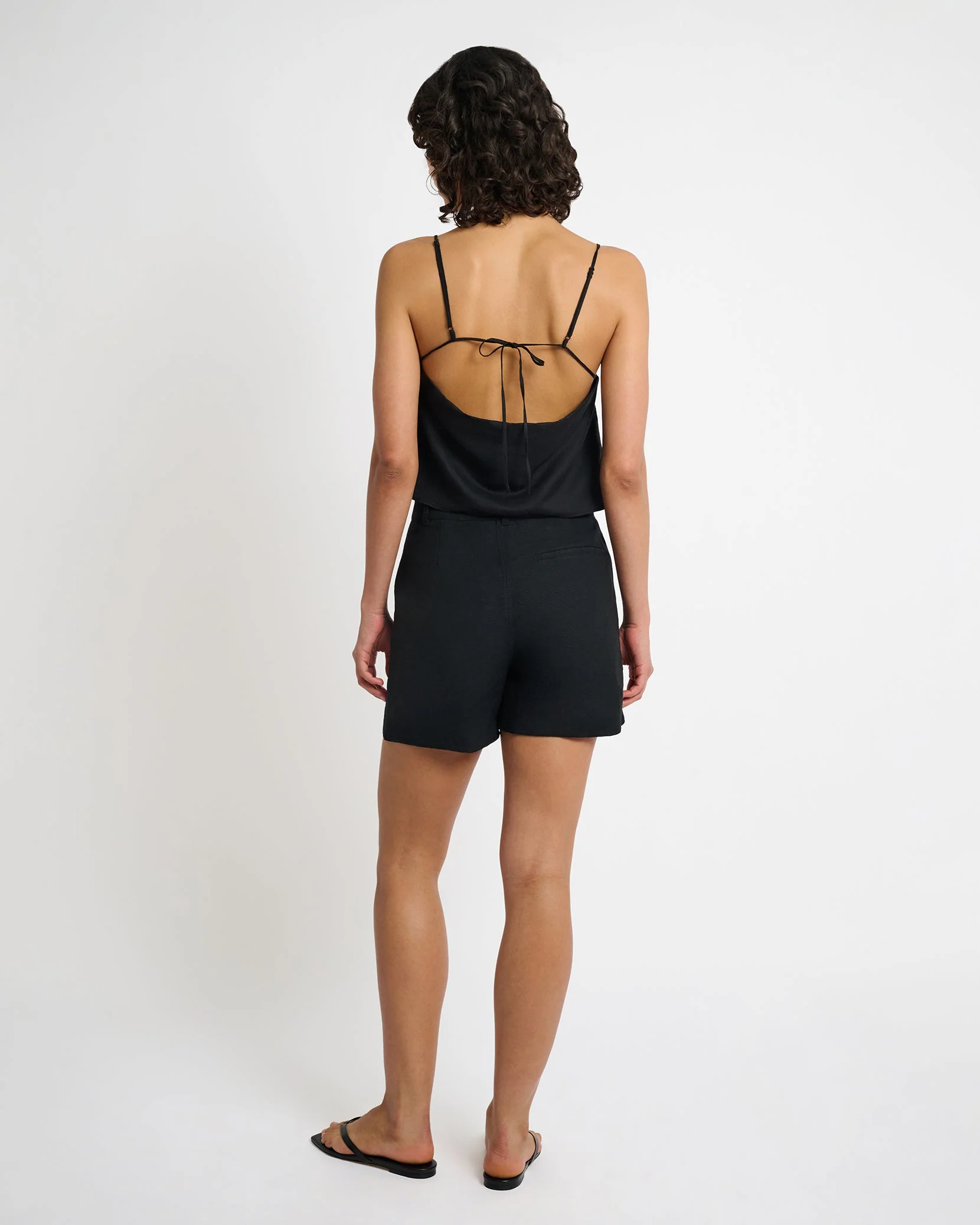 Womens | Air Linen Square Neck Tank Top | Black - Image 6
