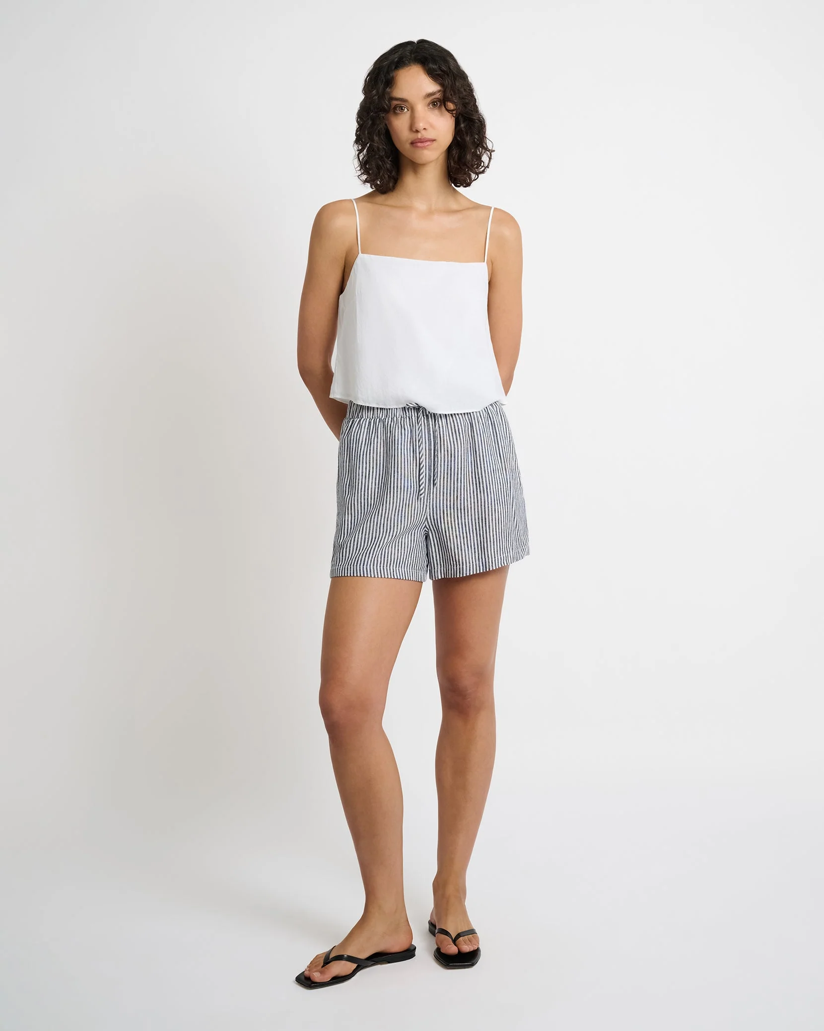 Womens | Air Linen Square Neck Tank Top | White - Image 4